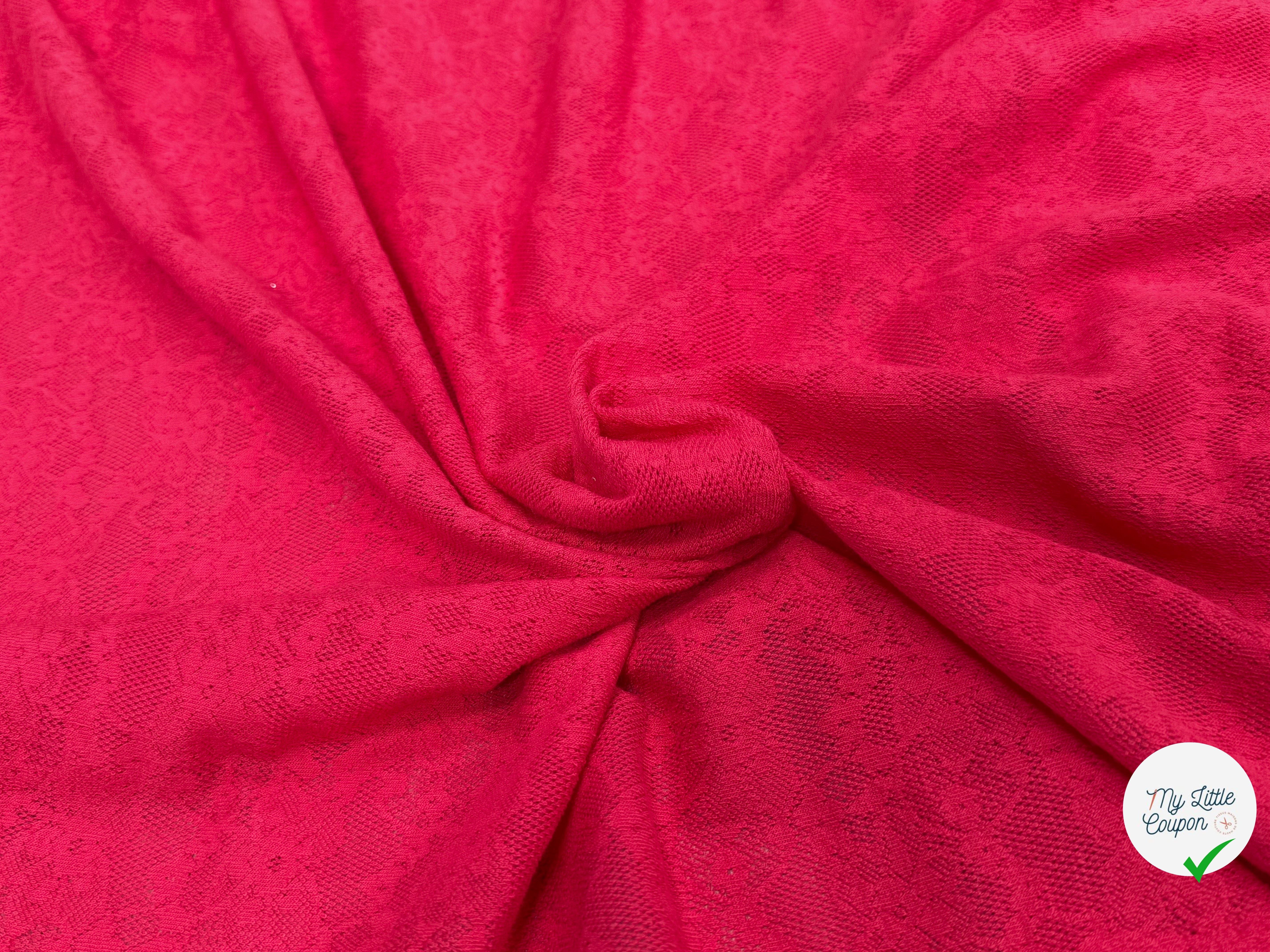MAILLE JACQUARD DENTELLE MARGUERITE ROUGE/ROSE - My Little Coupon