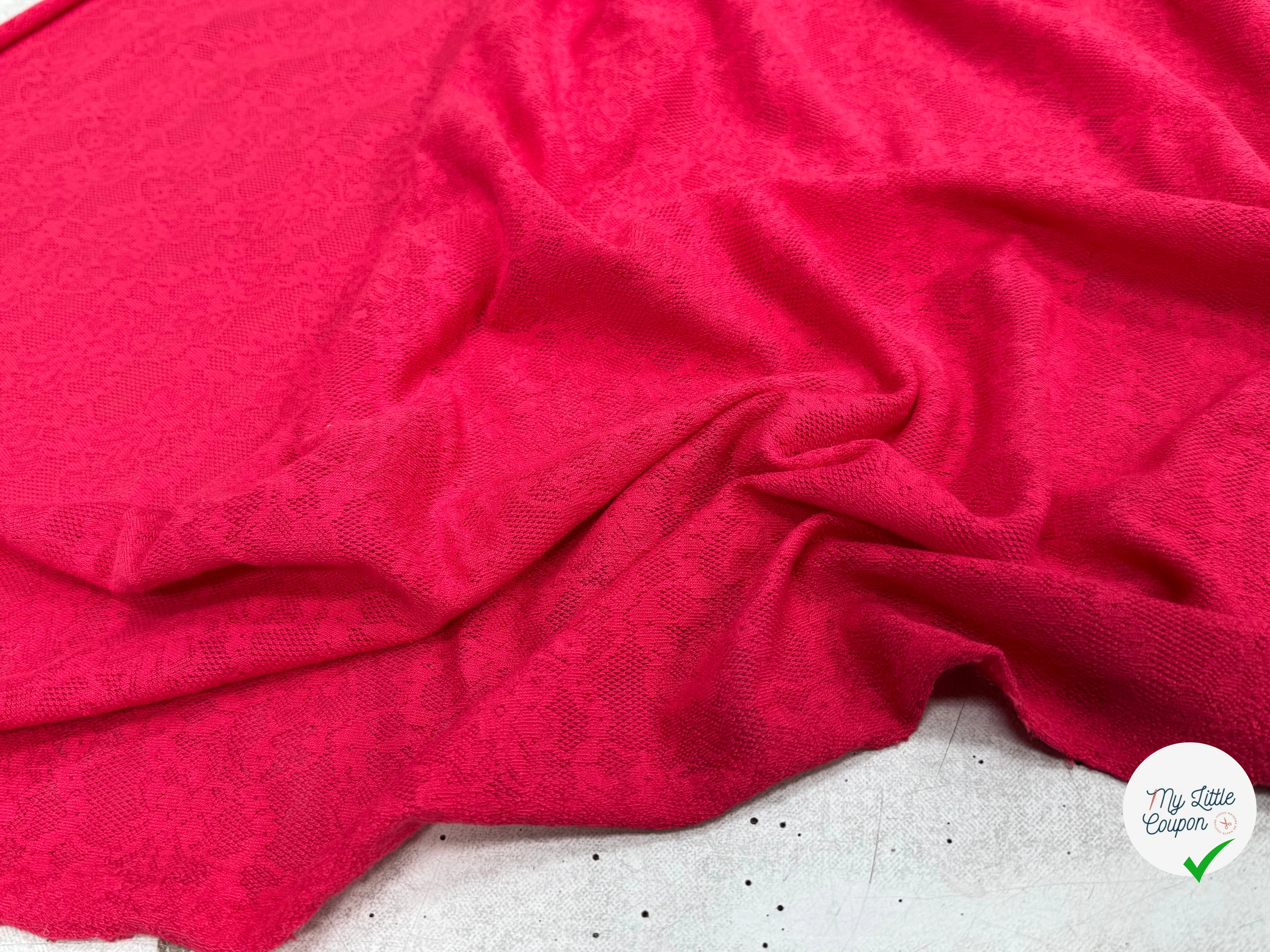 MAILLE JACQUARD DENTELLE MARGUERITE ROUGE(ROSE) - My Little Coupon