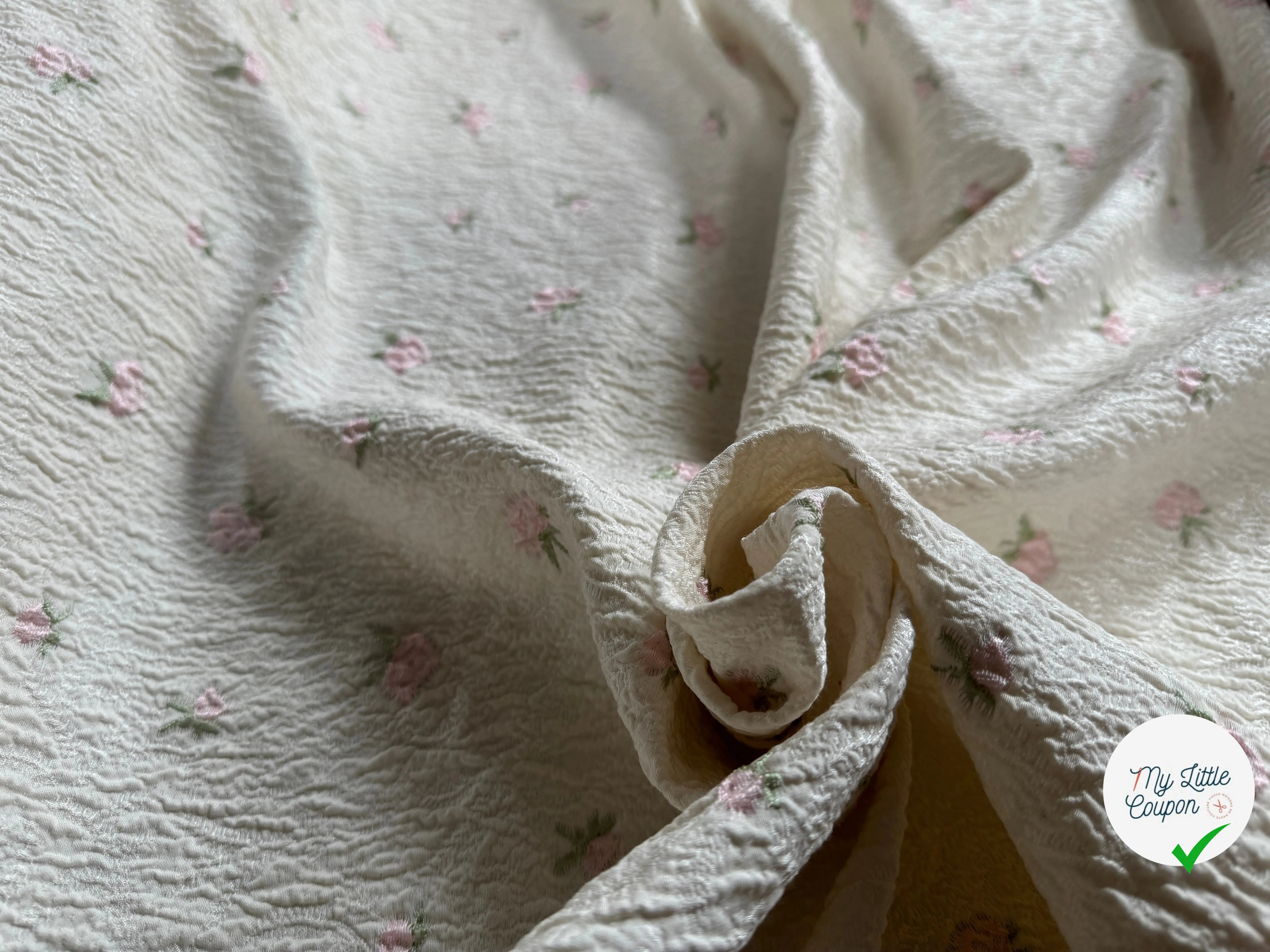 MAILLE JACQUARD GAUFRÉE PETITES FLEURS ROSES - My Little Coupon