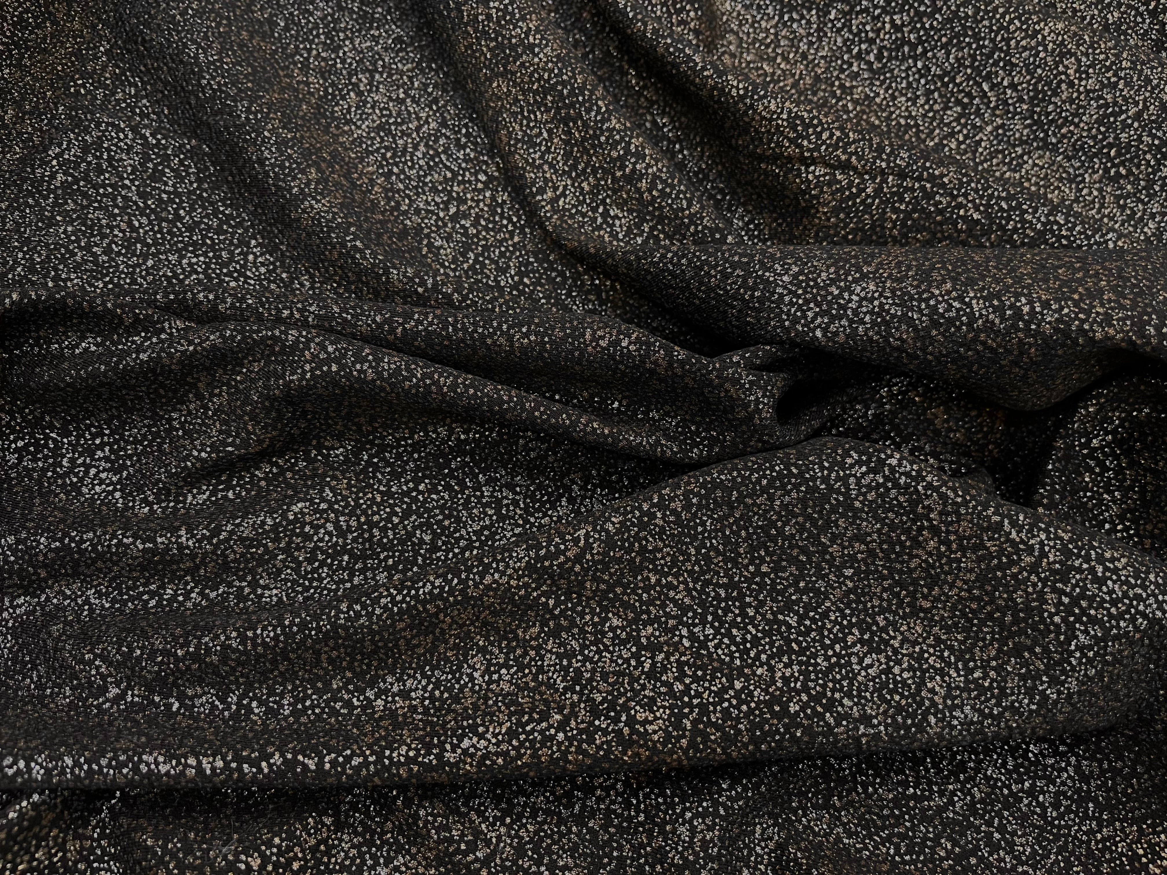 MAILLE JERSEY FOND NOIR POINT ARGENTÉ REFLET BRONZE - My Little Coupon