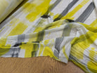 MAILLE LEGERE COTON FLUIDE ULTRA STRETCH MOTIF ABSTRAIT JAUNE NOIR - My Little Coupon