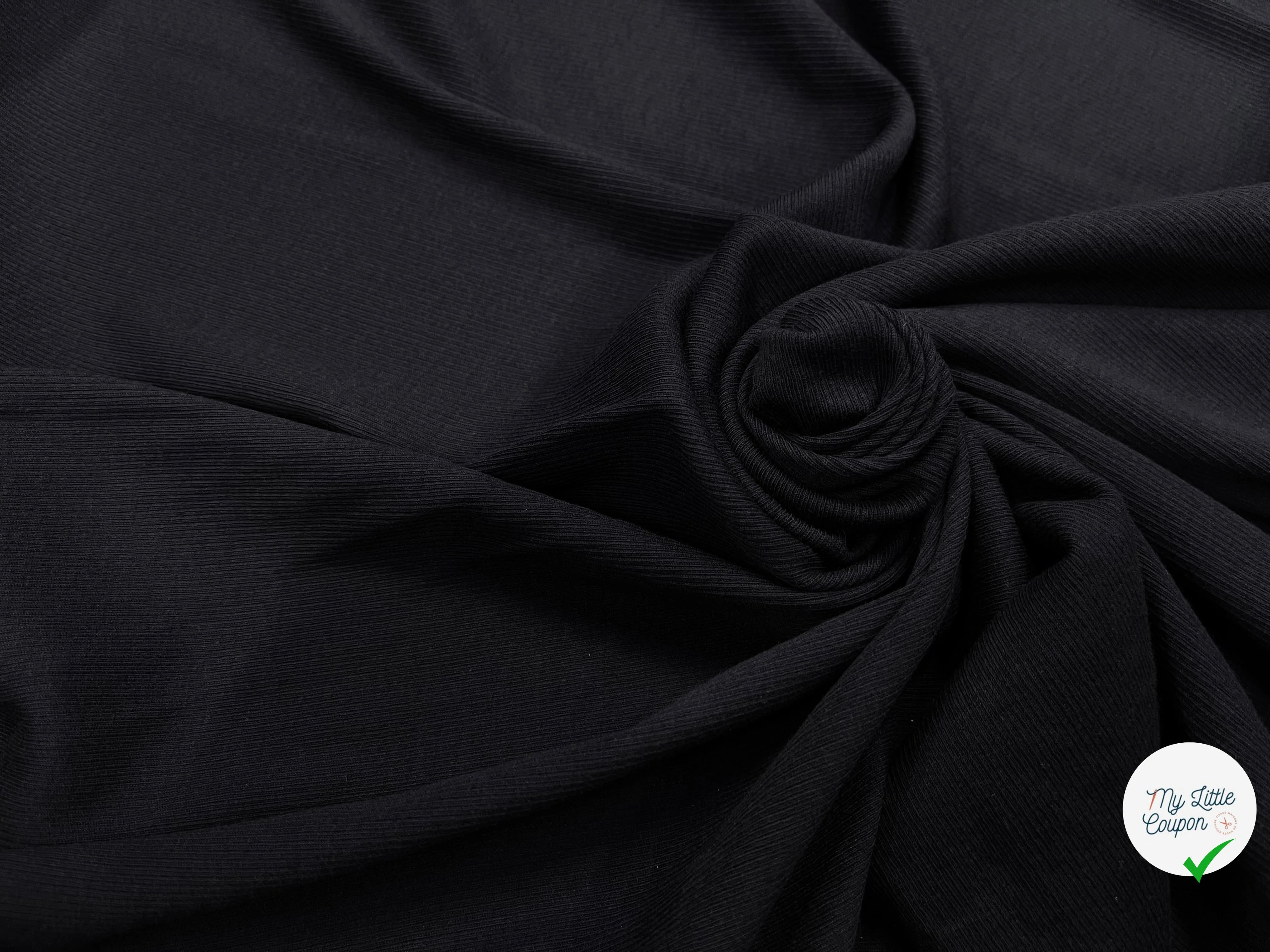 MAILLE LEGÈREMENT COTELLÉ LÉGER 105CM MIDNIGHT BLUE STRETCH - My Little Coupon