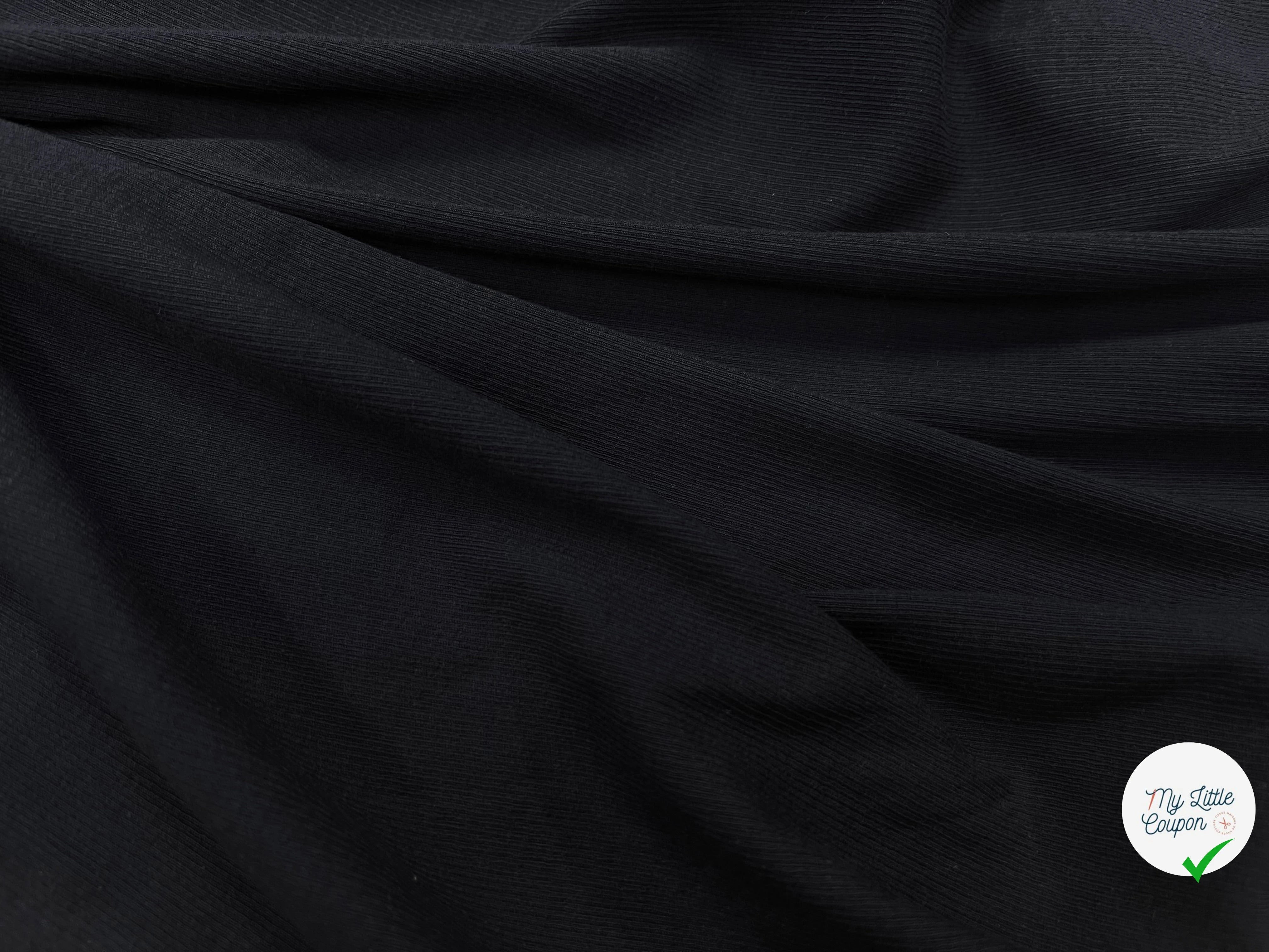 MAILLE LEGÈREMENT COTELLÉ LÉGER 105CM MIDNIGHT BLUE STRETCH - My Little Coupon