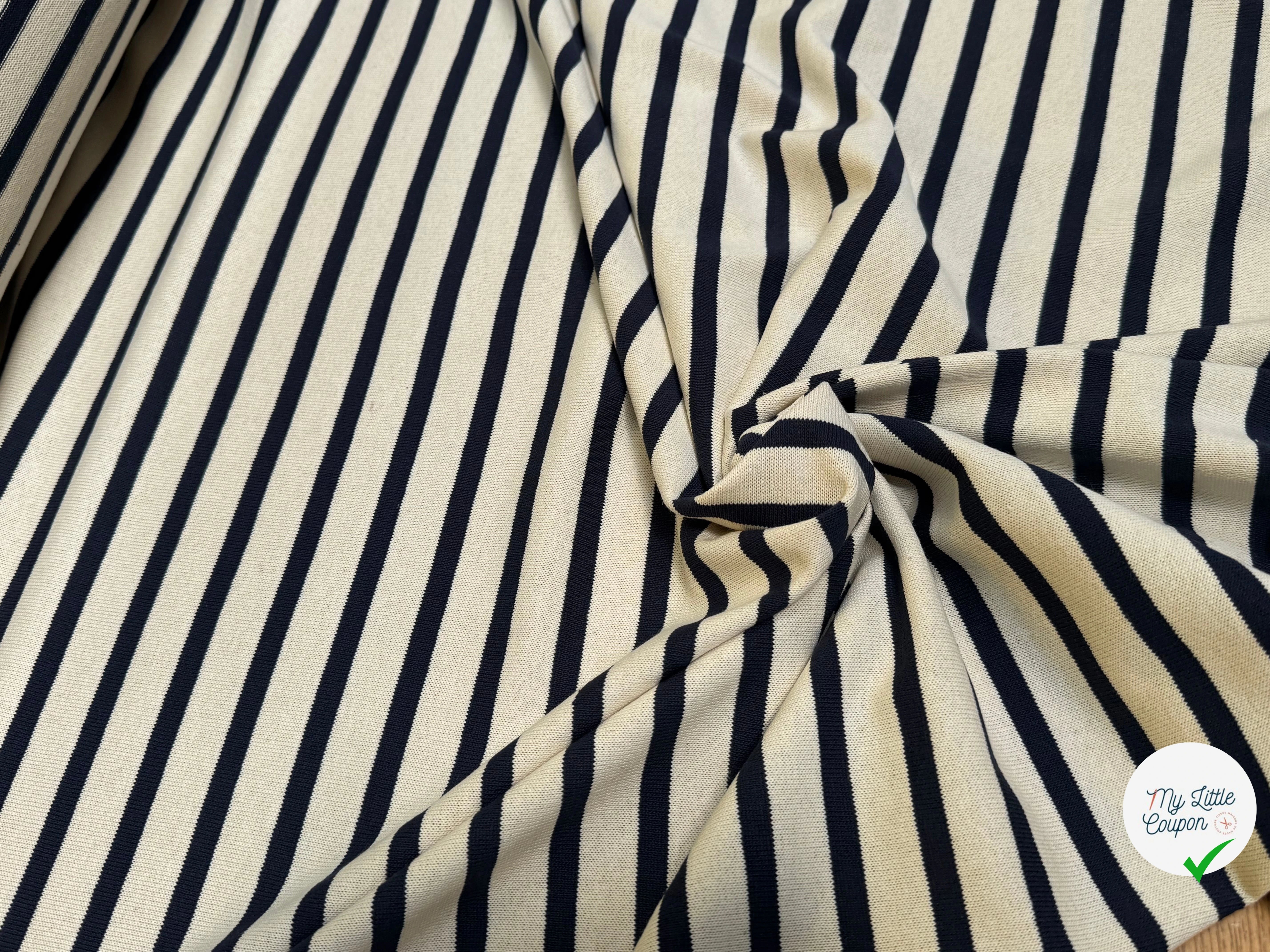 MAILLE LOURDE 100% COTON ÉCRU/MARINE - My Little Coupon