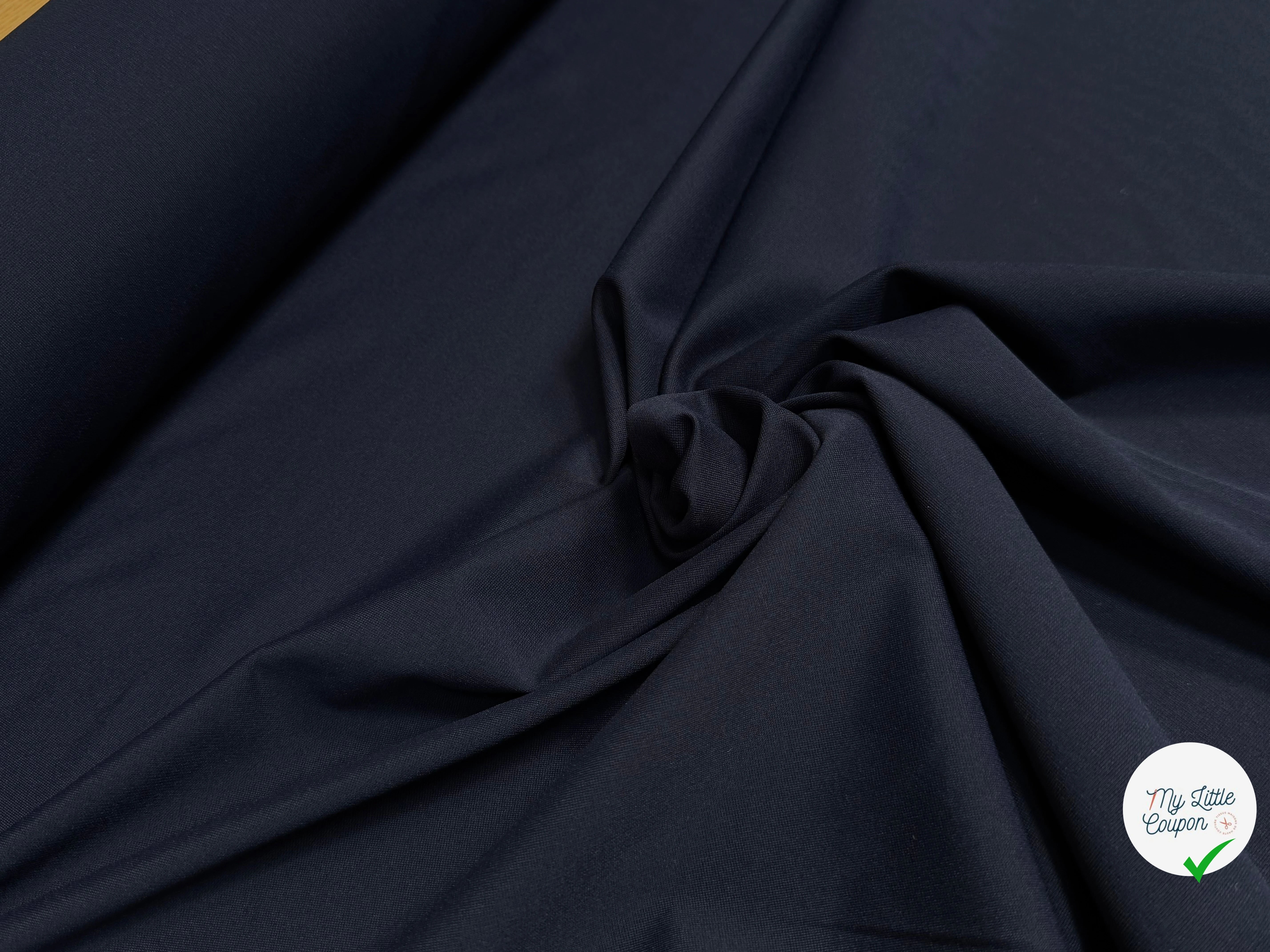 MAILLE LOURDE 100% POLYAMIDE STRETCH LÉGÈREMENT SATINÉ BLEU MARINE - My Little Coupon