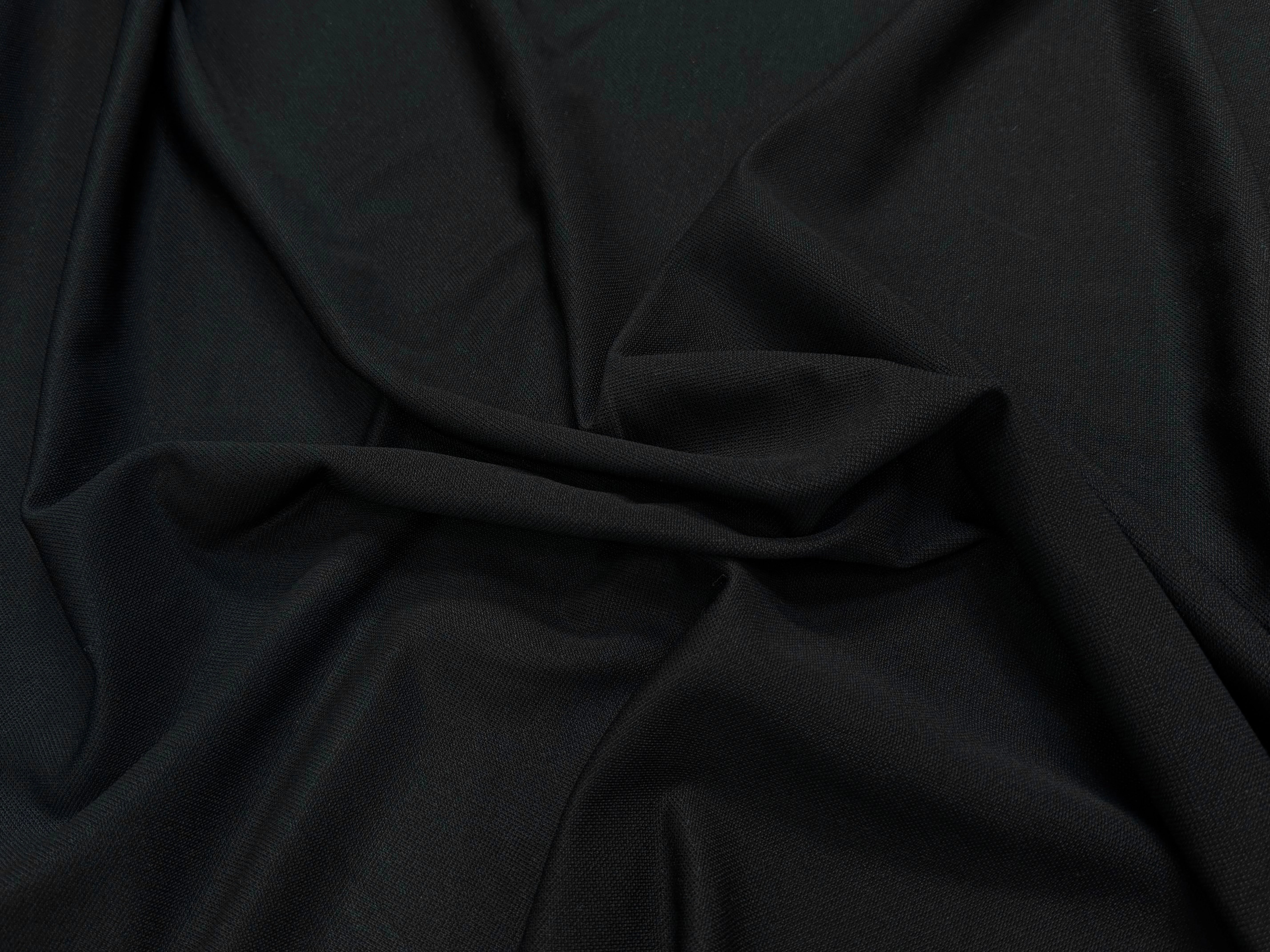 MAILLE LOURDE 76% VISCOSE ULTRA STRETCH NOIR LÈGEREMENT SATINÉ ASPECT PIQUÉ - My Little Coupon