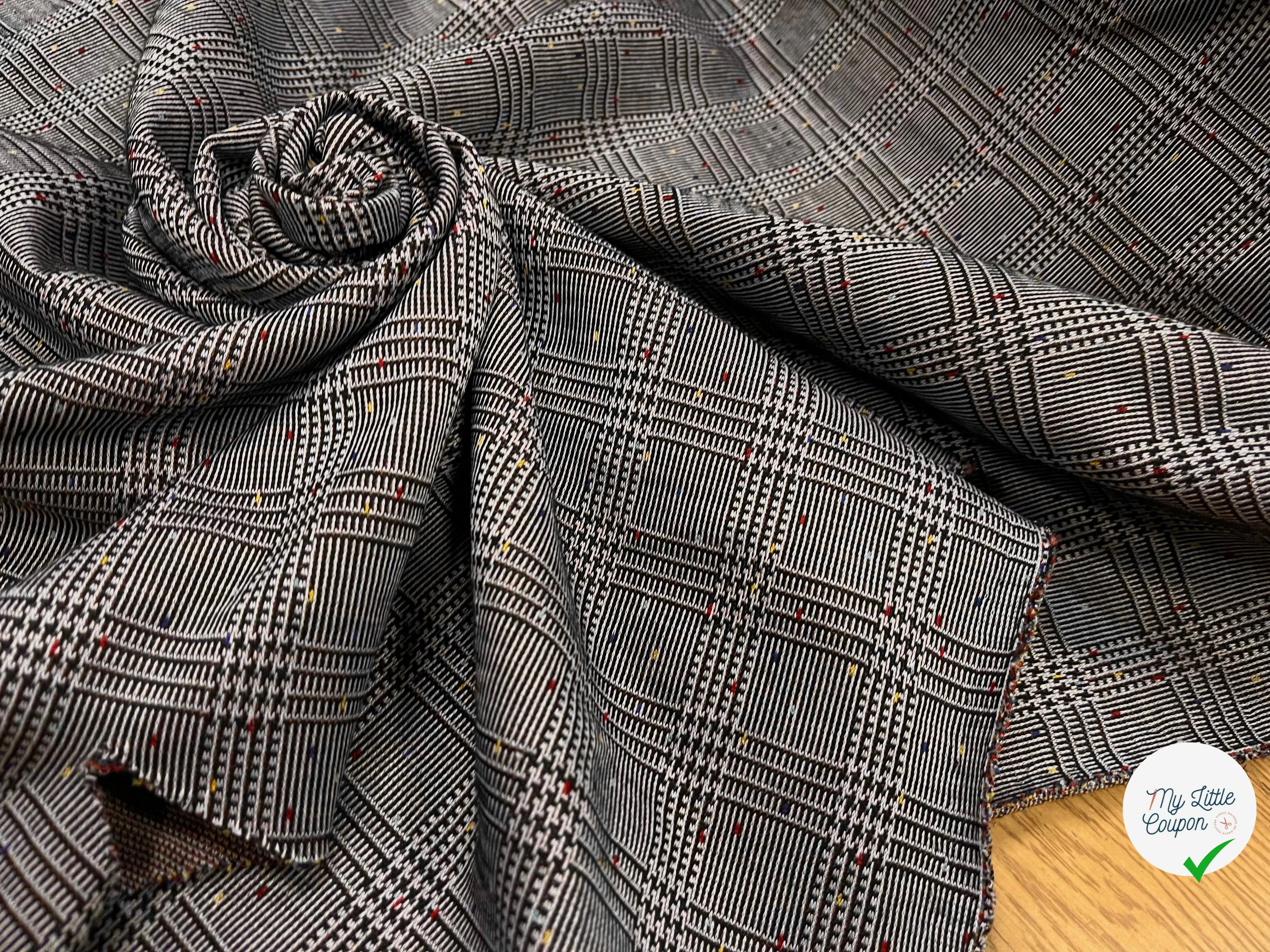 MAILLE MILANO PRINCE DE GALLE AVEC POIS MULTICOLORES STRETCH - My Little Coupon