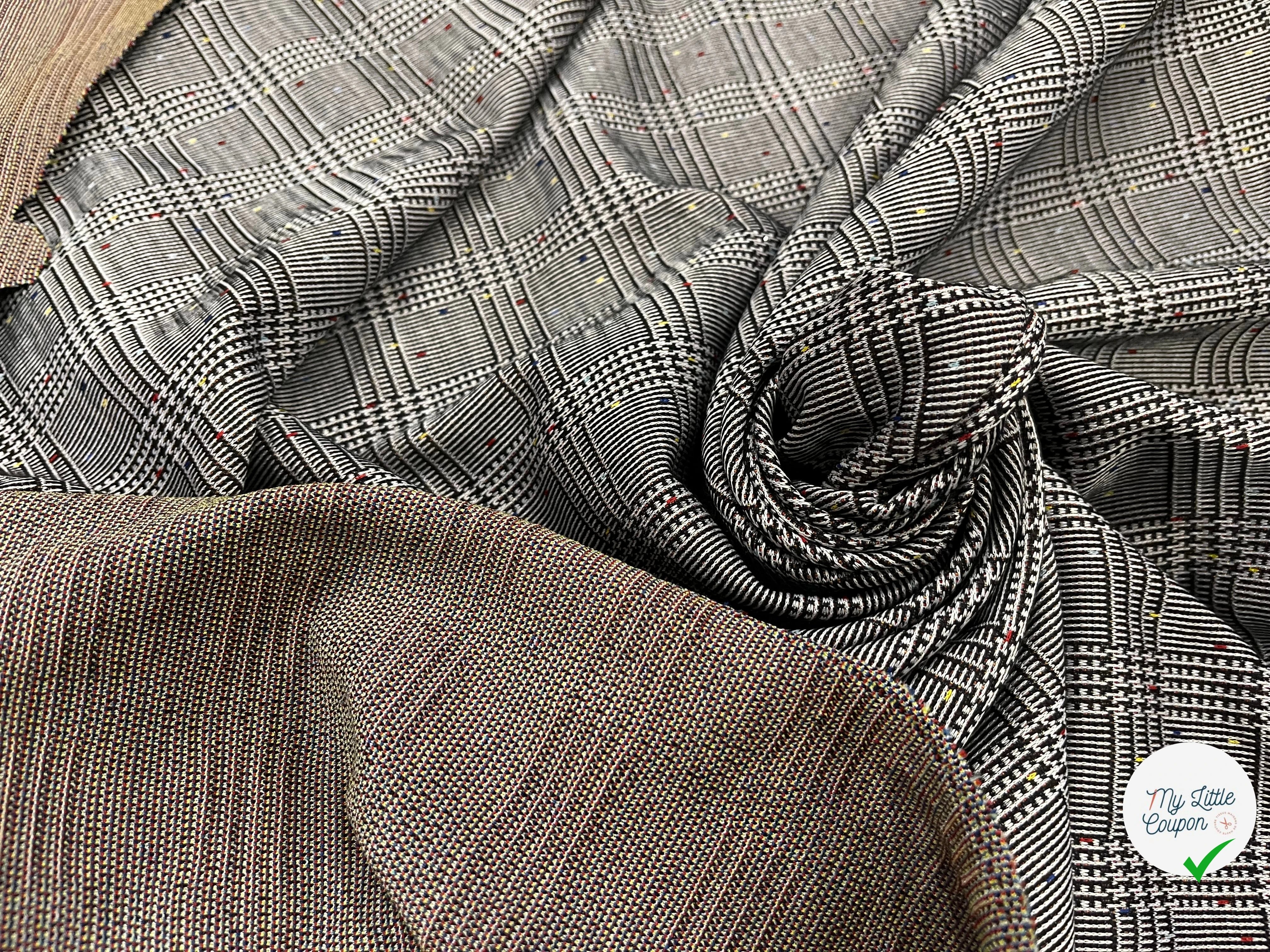 MAILLE MILANO PRINCE DE GALLE AVEC POIS MULTICOLORES STRETCH - My Little Coupon