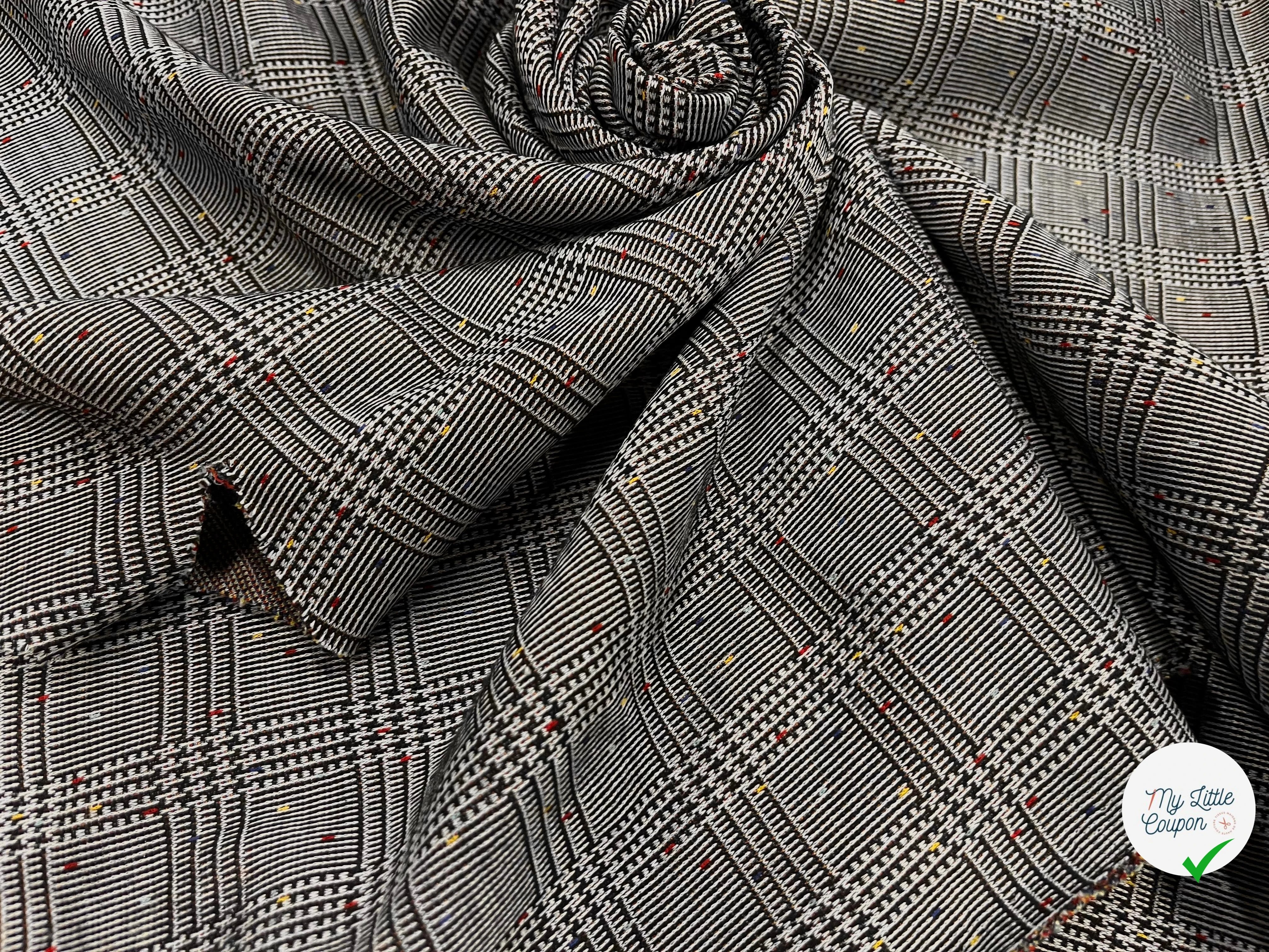 MAILLE MILANO PRINCE DE GALLE AVEC POIS MULTICOLORES STRETCH - My Little Coupon