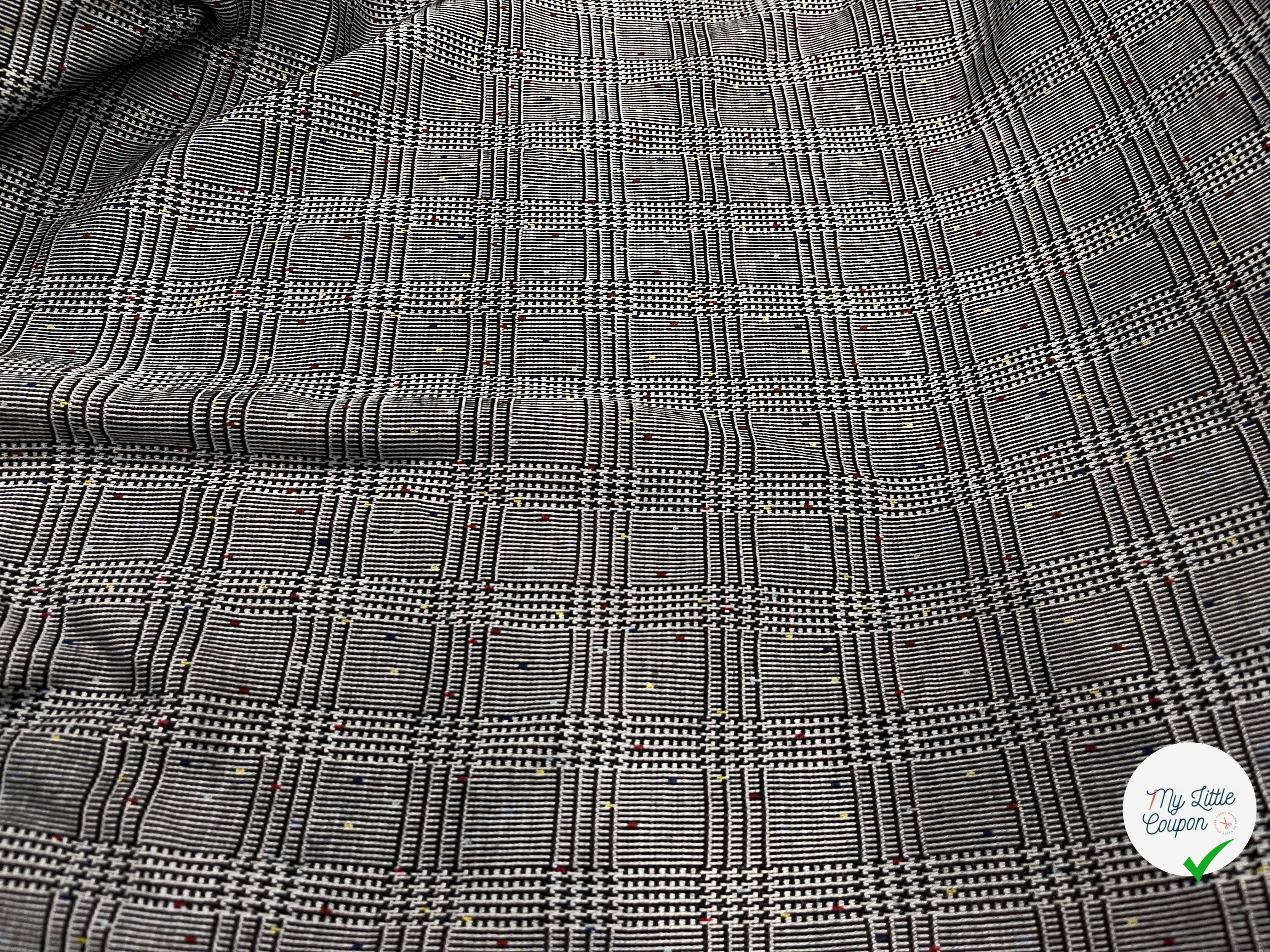 MAILLE MILANO PRINCE DE GALLE AVEC POIS MULTICOLORES STRETCH - My Little Coupon