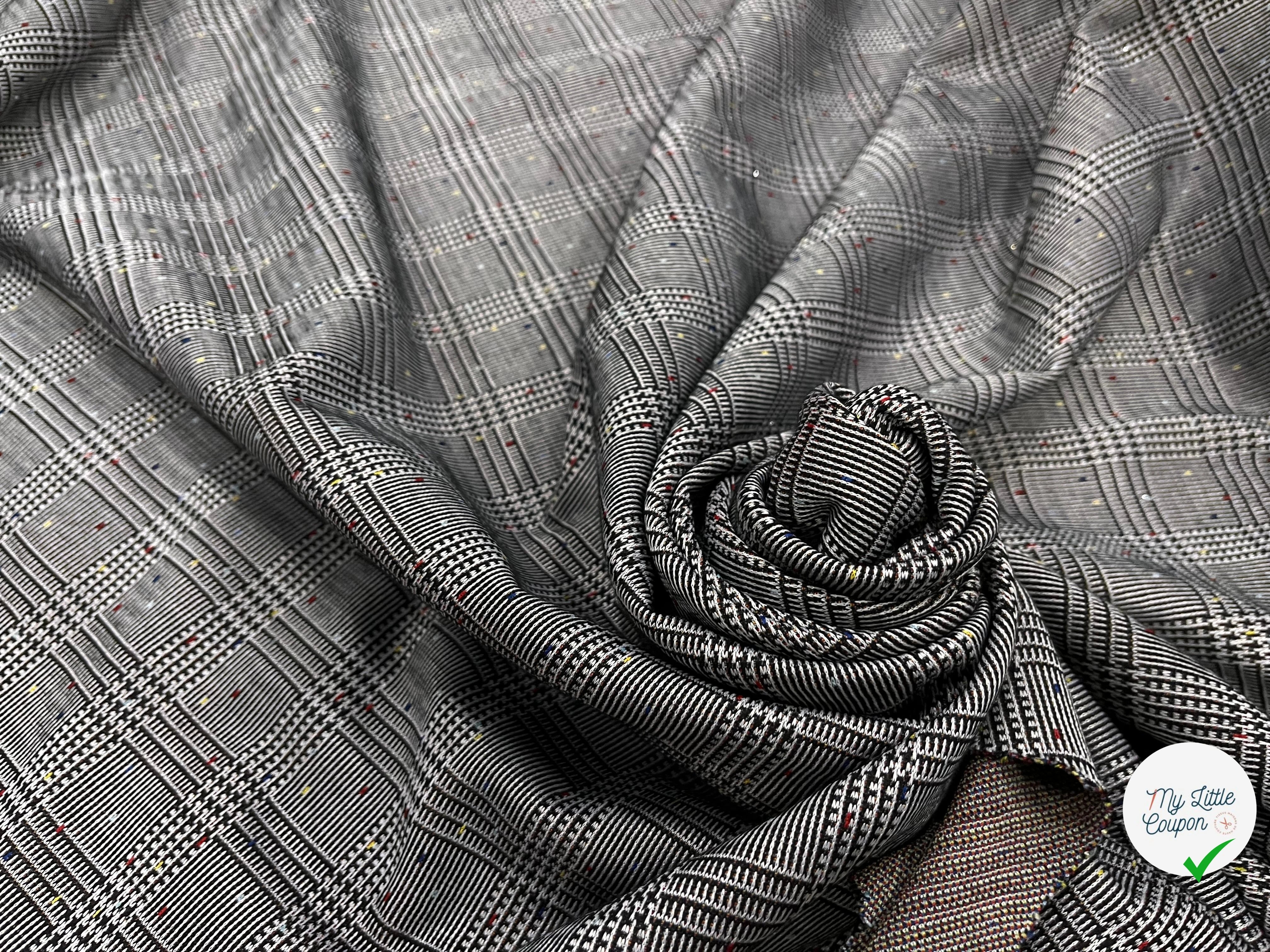 MAILLE MILANO PRINCE DE GALLE AVEC POIS MULTICOLORES STRETCH - My Little Coupon