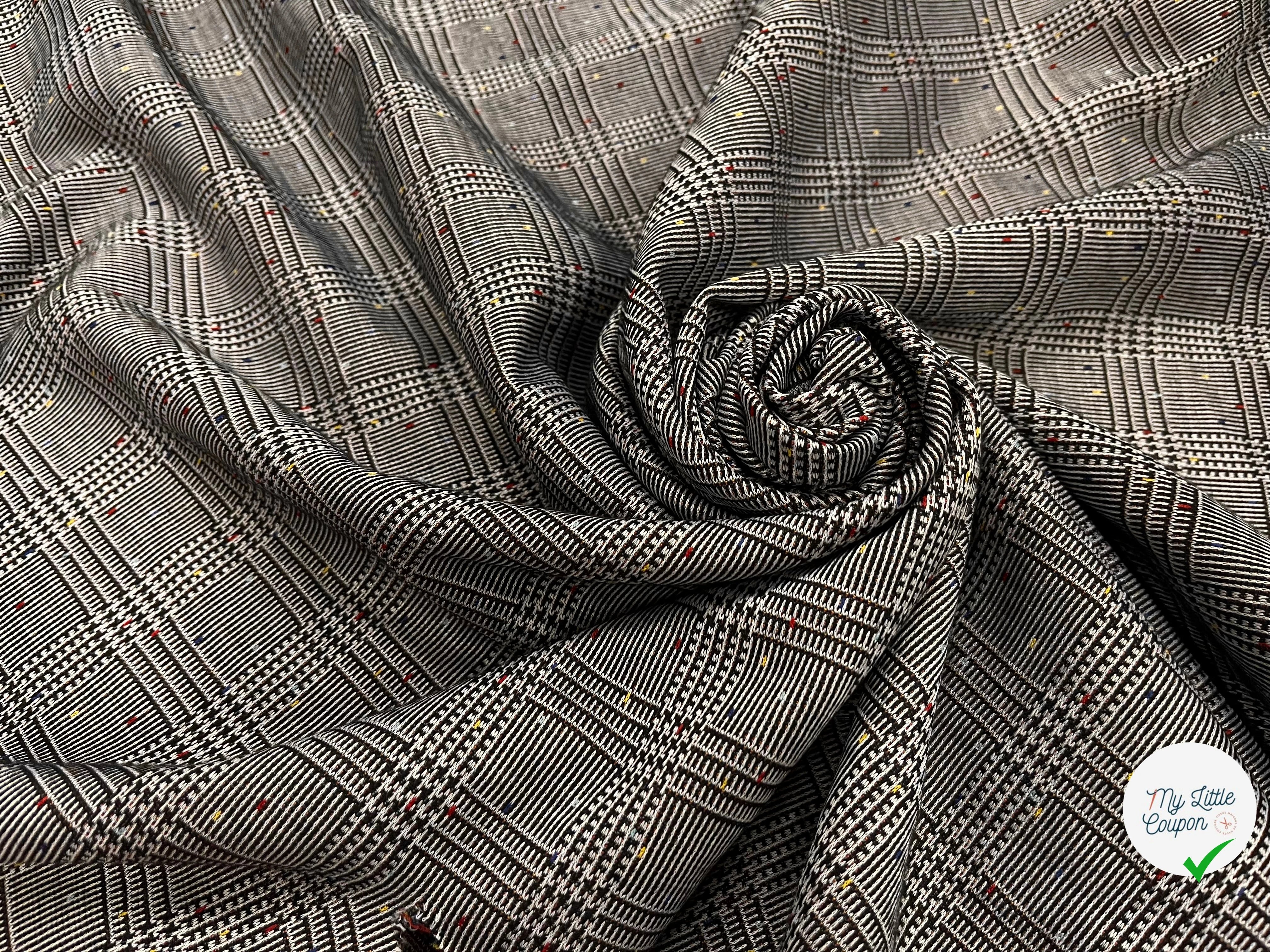 MAILLE MILANO PRINCE DE GALLE AVEC POIS MULTICOLORES STRETCH - My Little Coupon