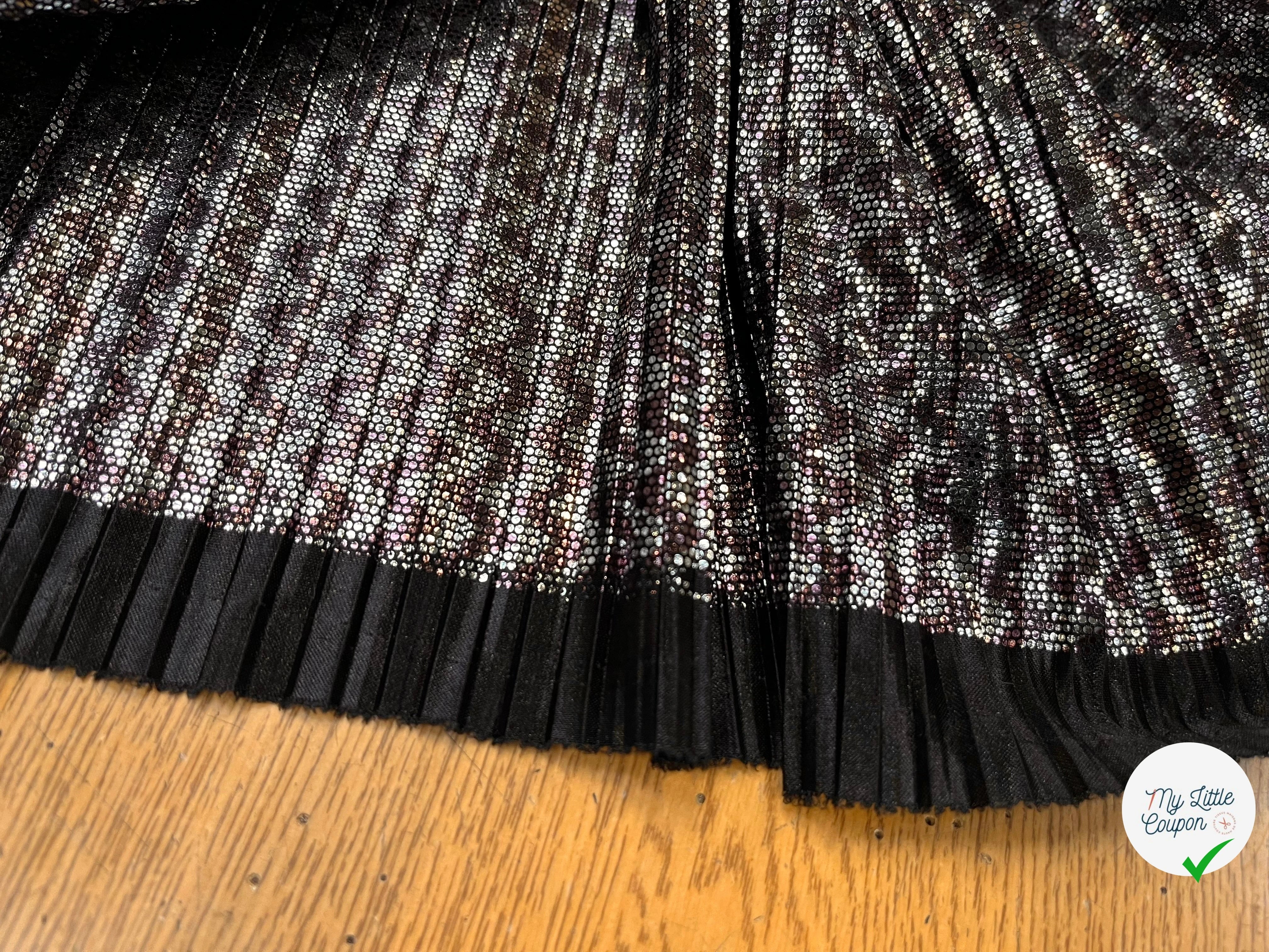 MAILLE PLISSÉ STRECH POLYESTER NOIR ET ARGENTÉ - My Little Coupon