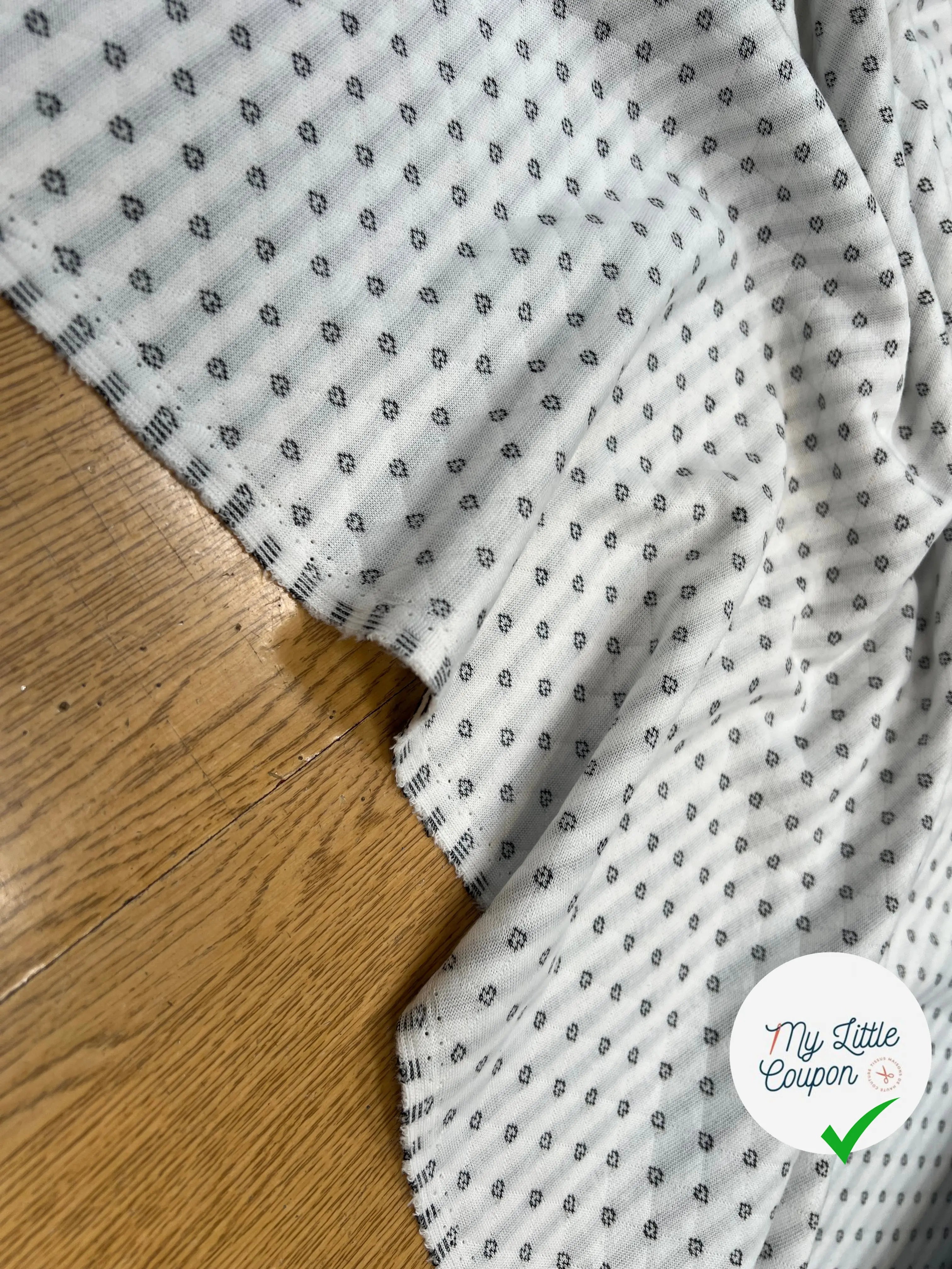 MAILLE POLYCOTON PETIT COEUR ENVERS RAYURES ECRU - My Little Coupon