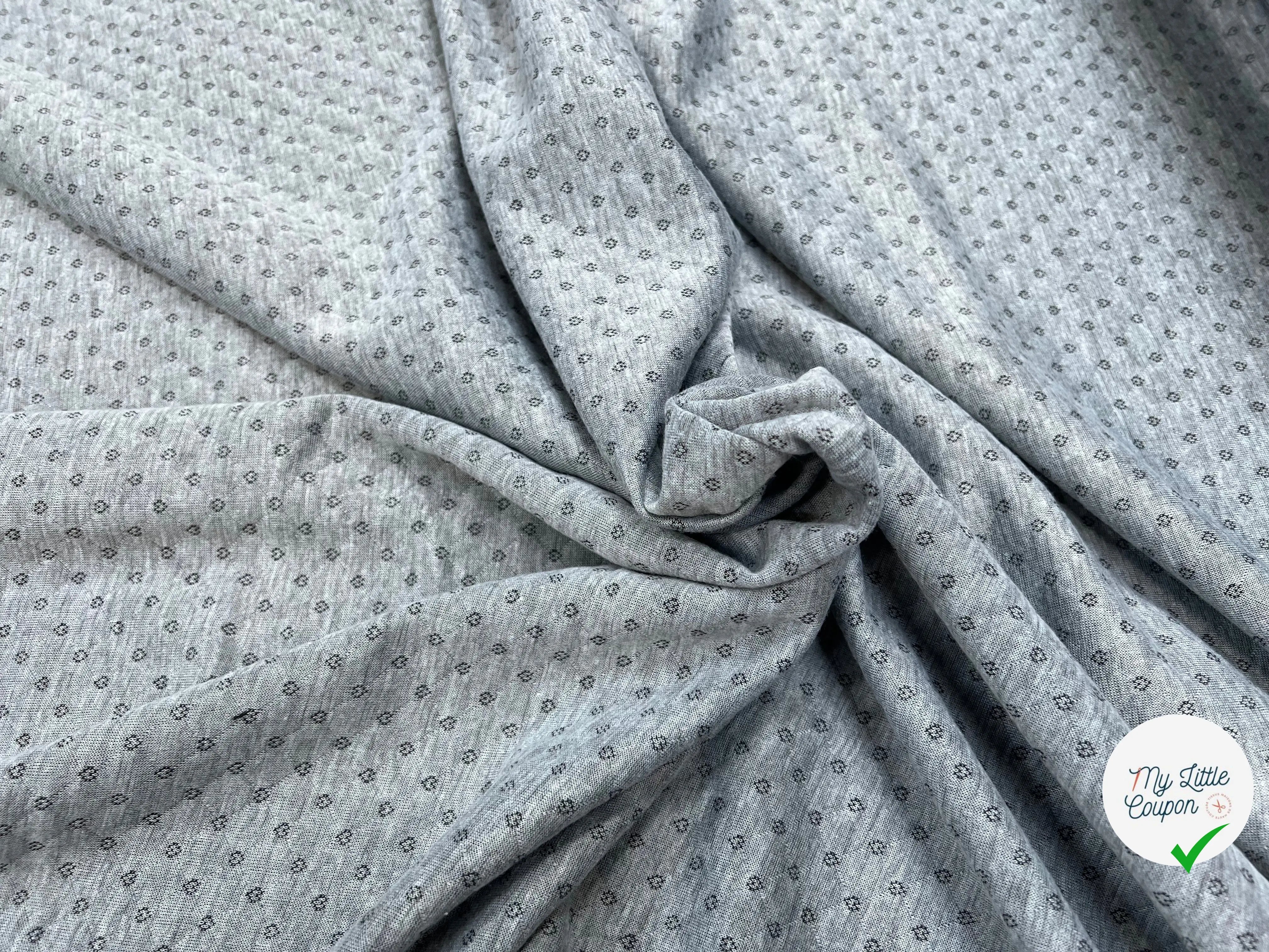 MAILLE POLYCOTON PETIT COEUR ENVERS RAYURES GRIS - My Little Coupon
