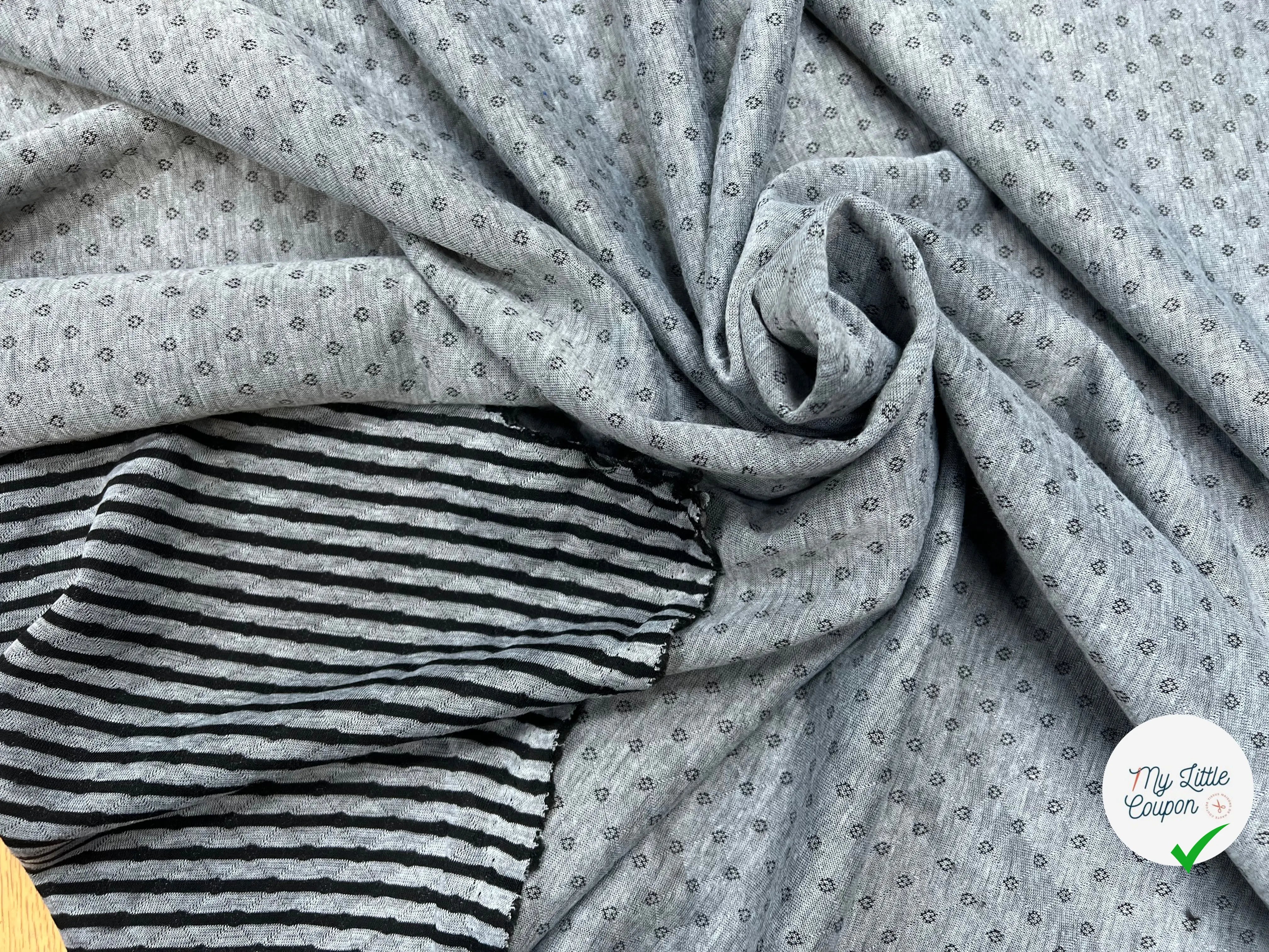 MAILLE POLYCOTON PETIT COEUR ENVERS RAYURES GRIS - My Little Coupon