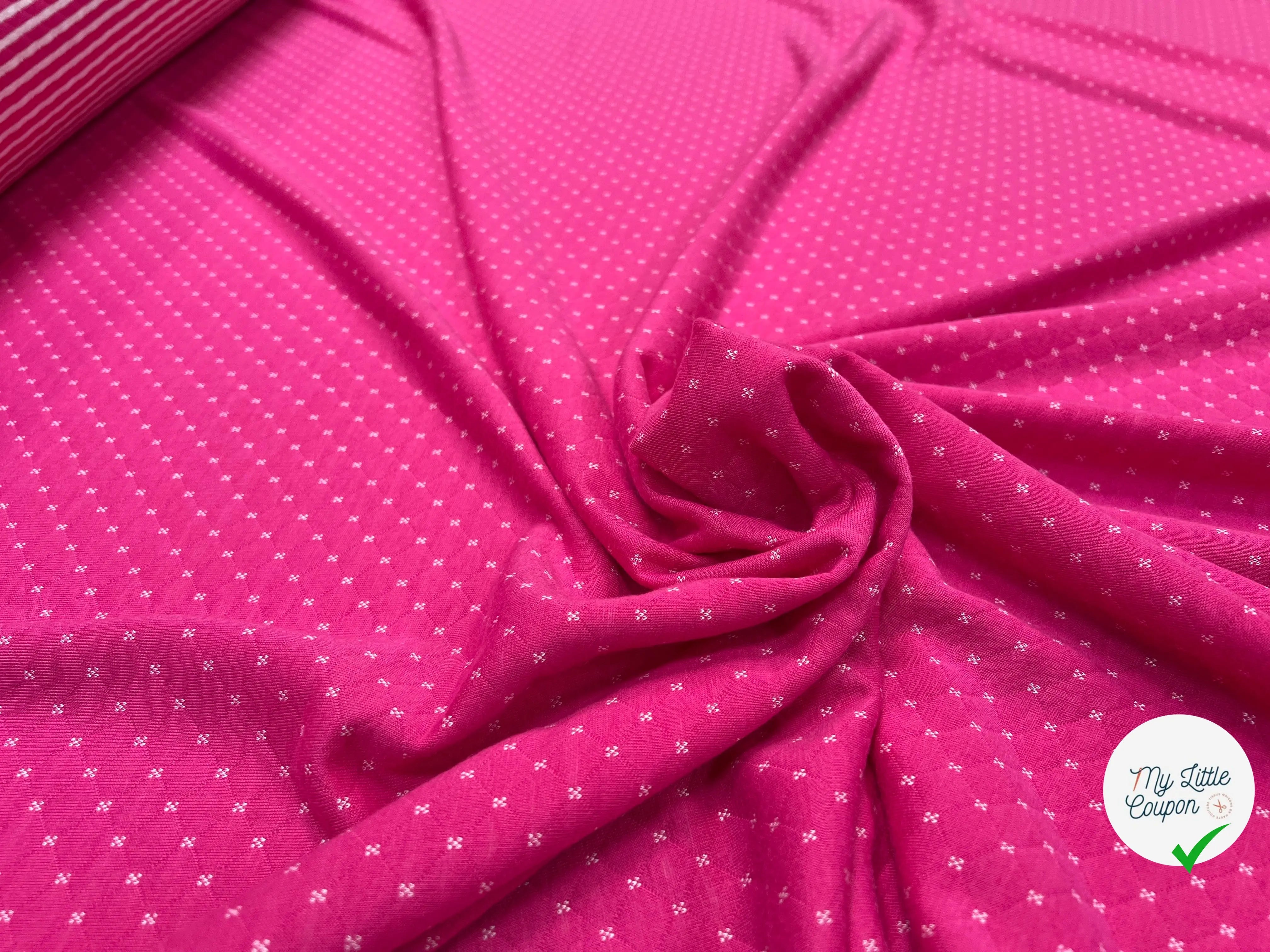 MAILLE POLYCOTON PETIT COEUR ENVERS RAYURES ROSE - My Little Coupon