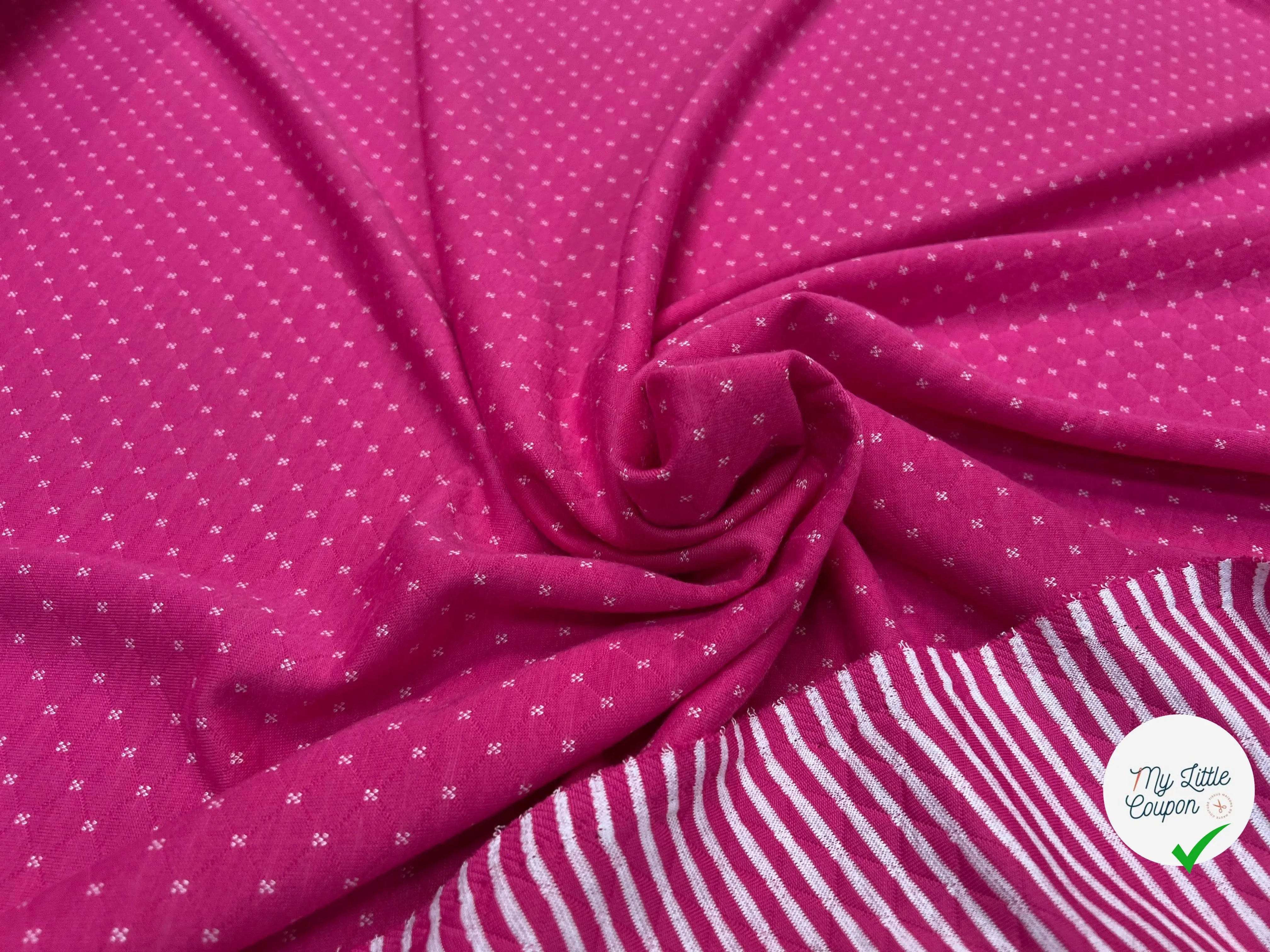 MAILLE POLYCOTON PETIT COEUR ENVERS RAYURES ROSE - My Little Coupon