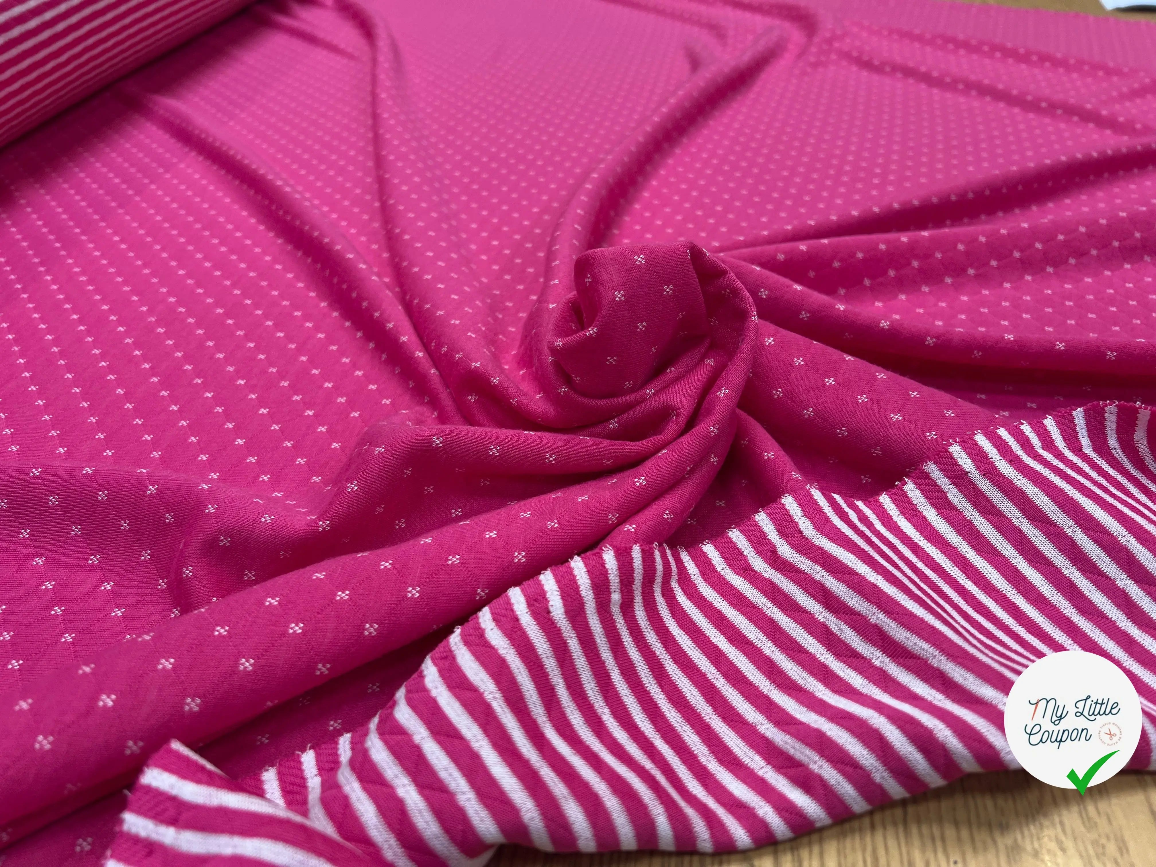 MAILLE POLYCOTON PETIT COEUR ENVERS RAYURES ROSE - My Little Coupon