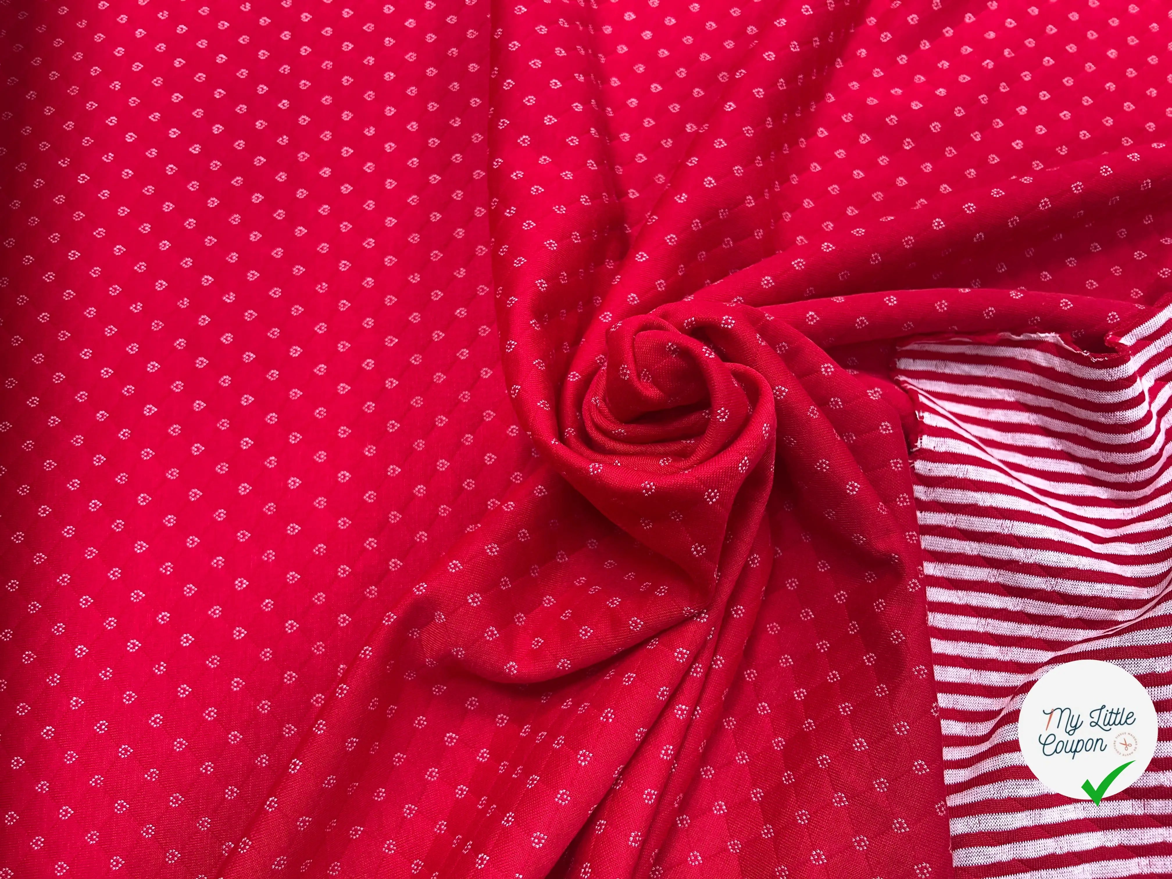 MAILLE POLYCOTON PETIT COEUR ENVERS RAYURES ROUGE - My Little Coupon