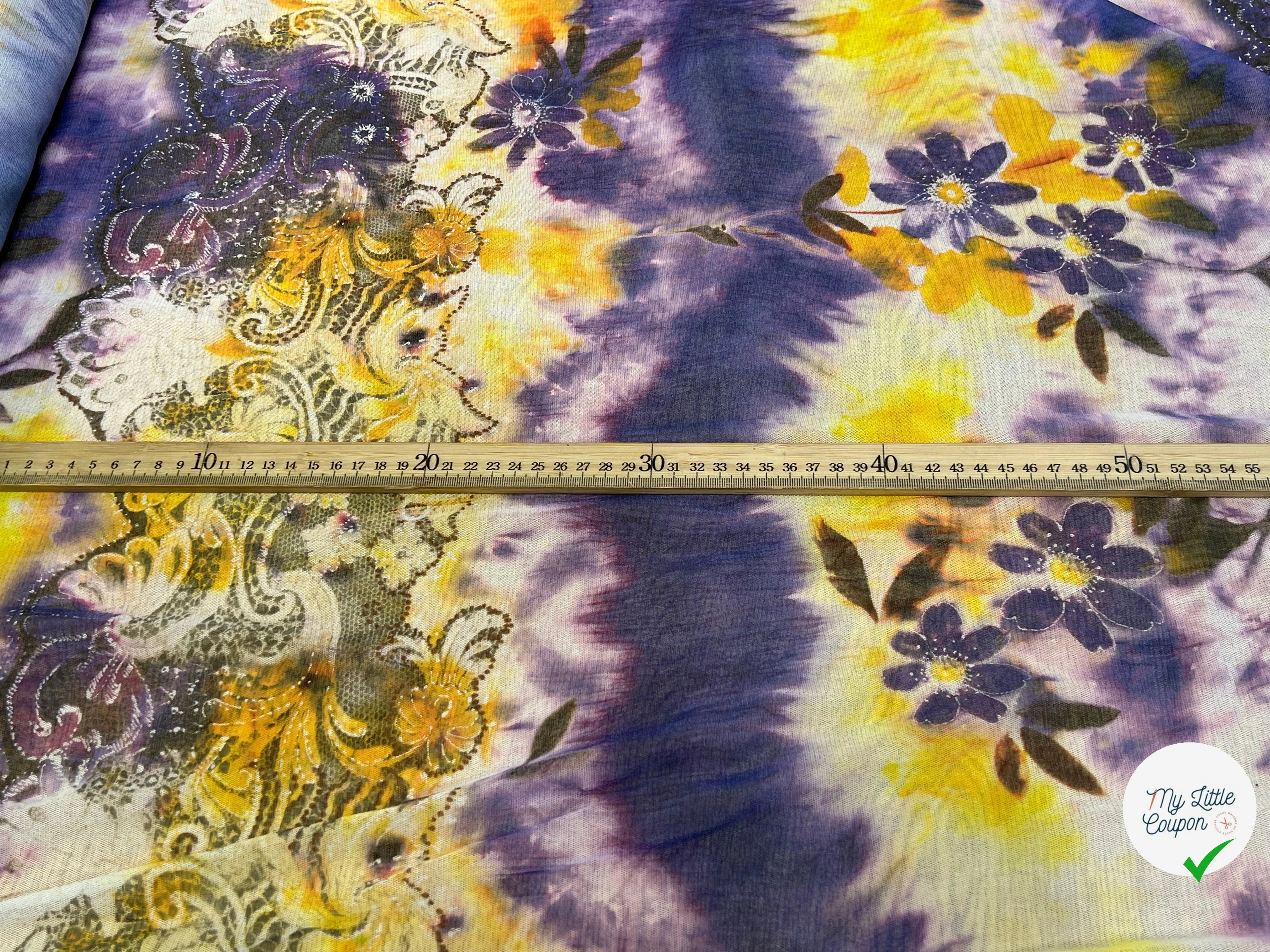 MAILLE RESILE ULTRA STRETCH FLORAL JAUNE VIOLET - My Little Coupon