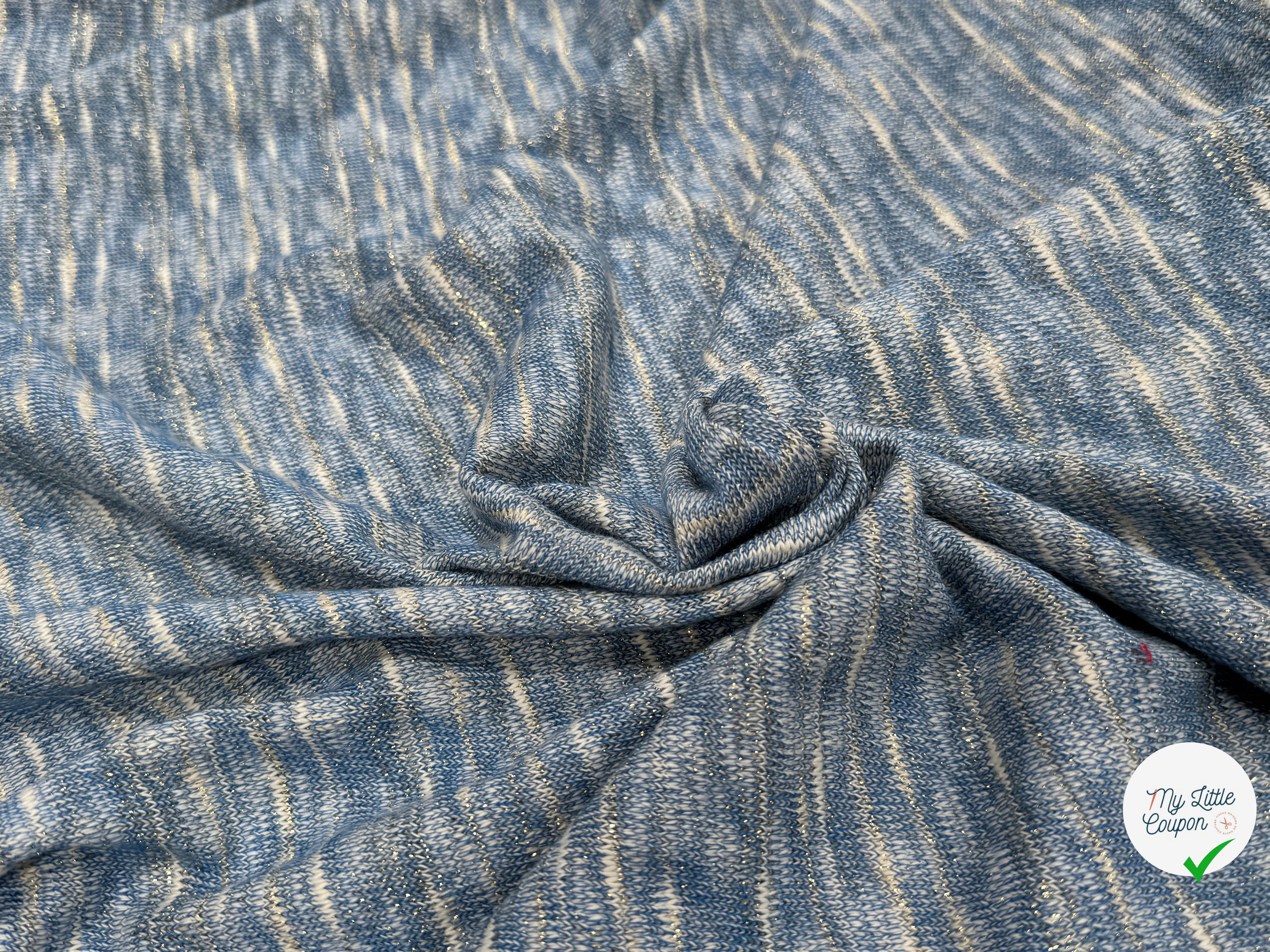 MAILLE TRICOT LÉGÈRE MOULINE BLEU ET LUREX - My Little Coupon