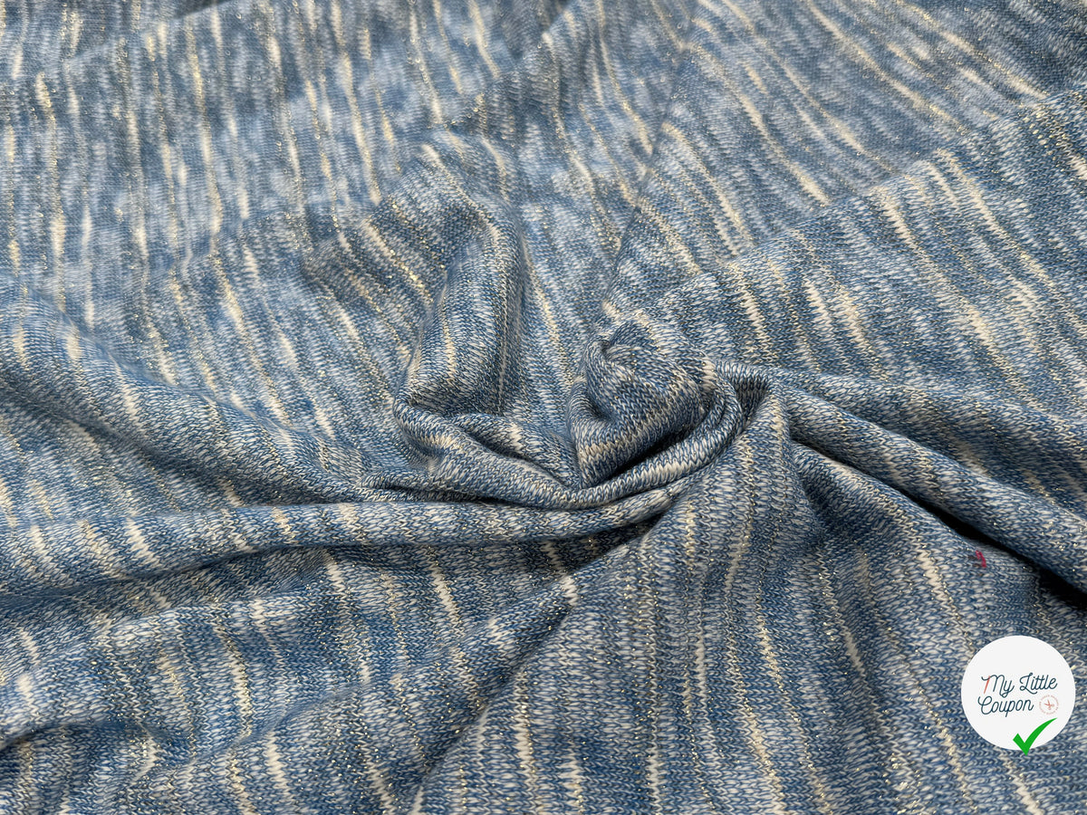 MAILLE TRICOT LÉGÈRE MOULINE BLEU ET LUREX - My Little Coupon