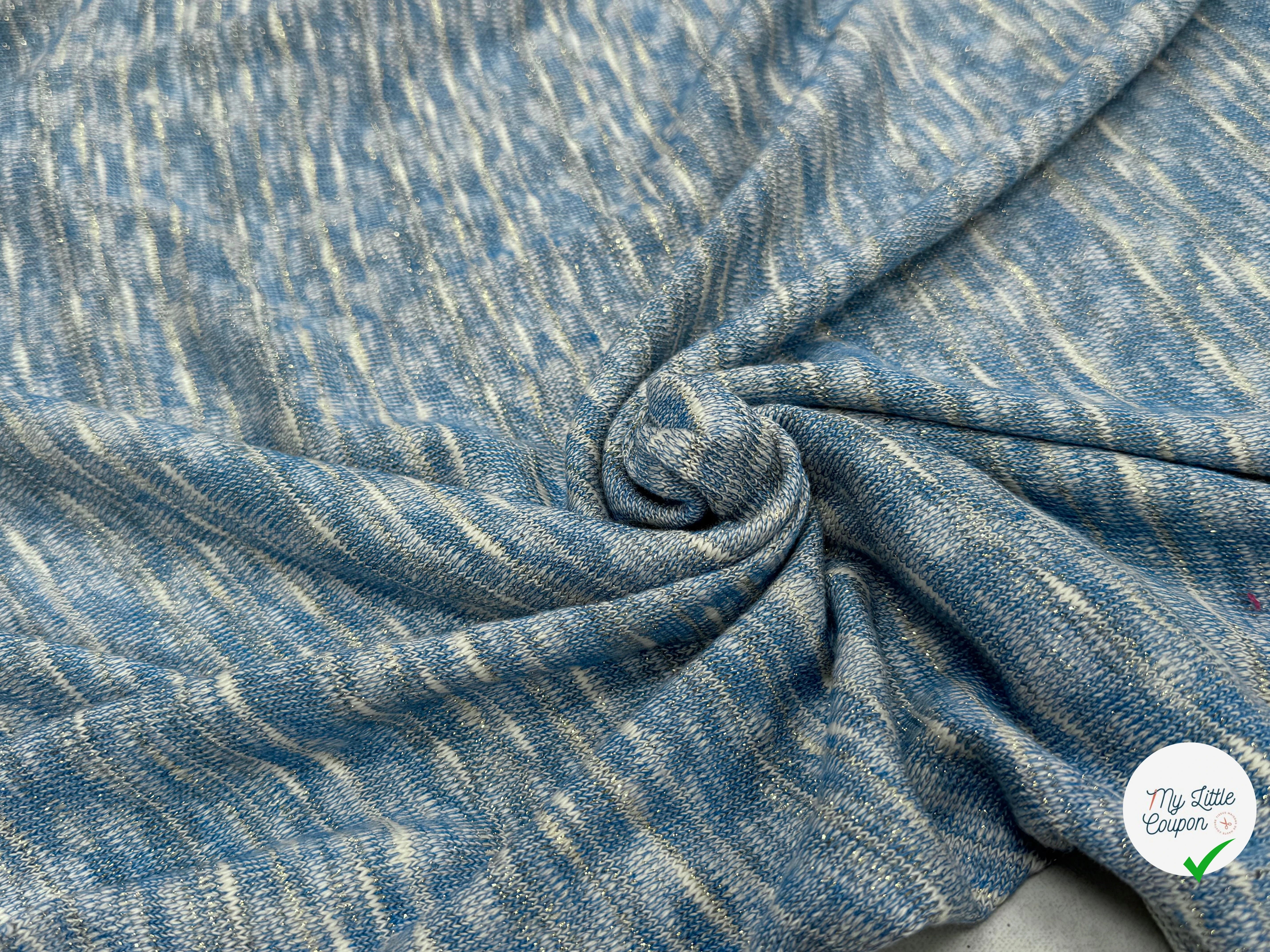MAILLE TRICOT LÉGÈRE MOULINE BLEU ET LUREX - My Little Coupon