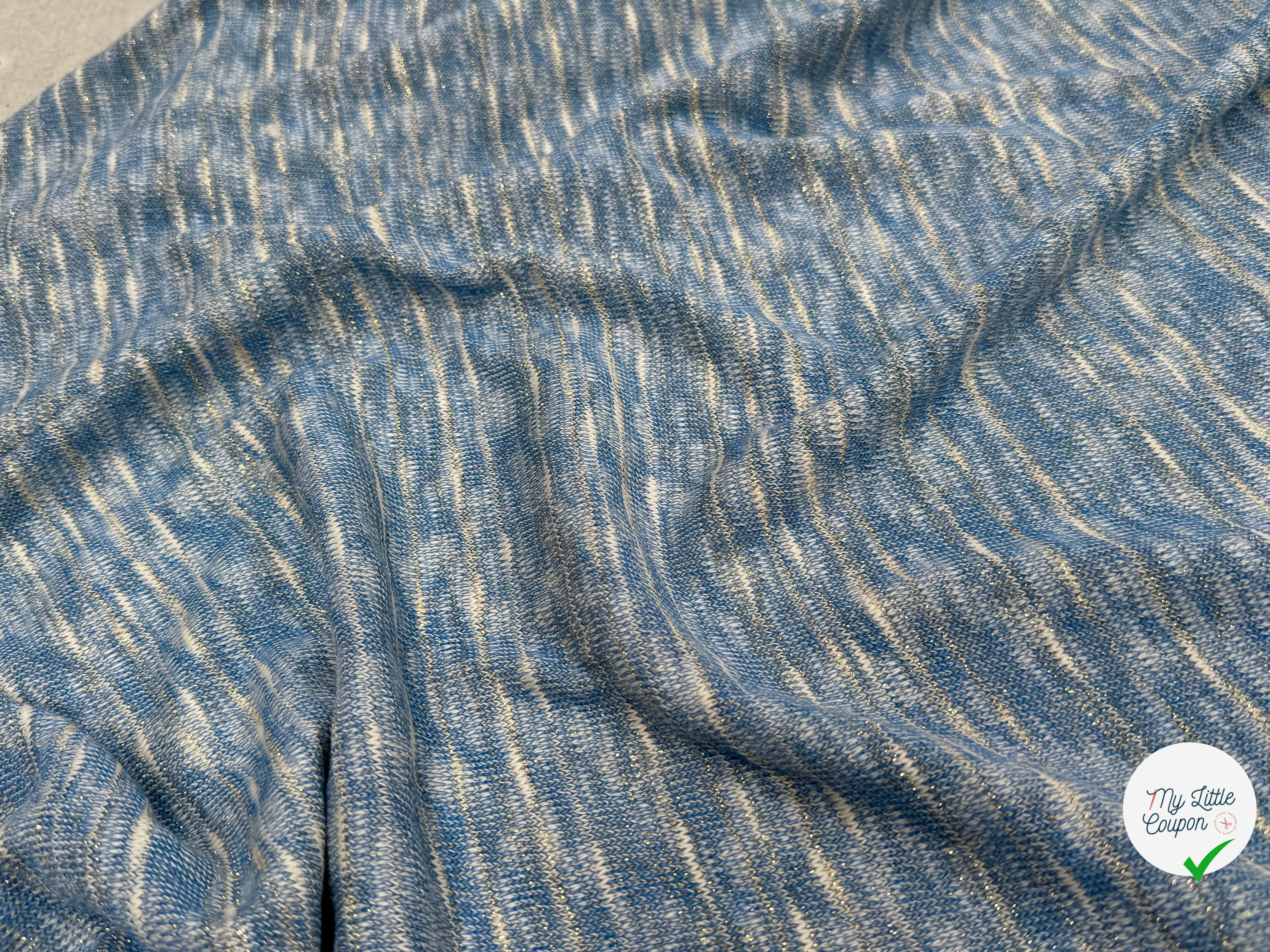 MAILLE TRICOT LÉGÈRE MOULINE BLEU ET LUREX - My Little Coupon