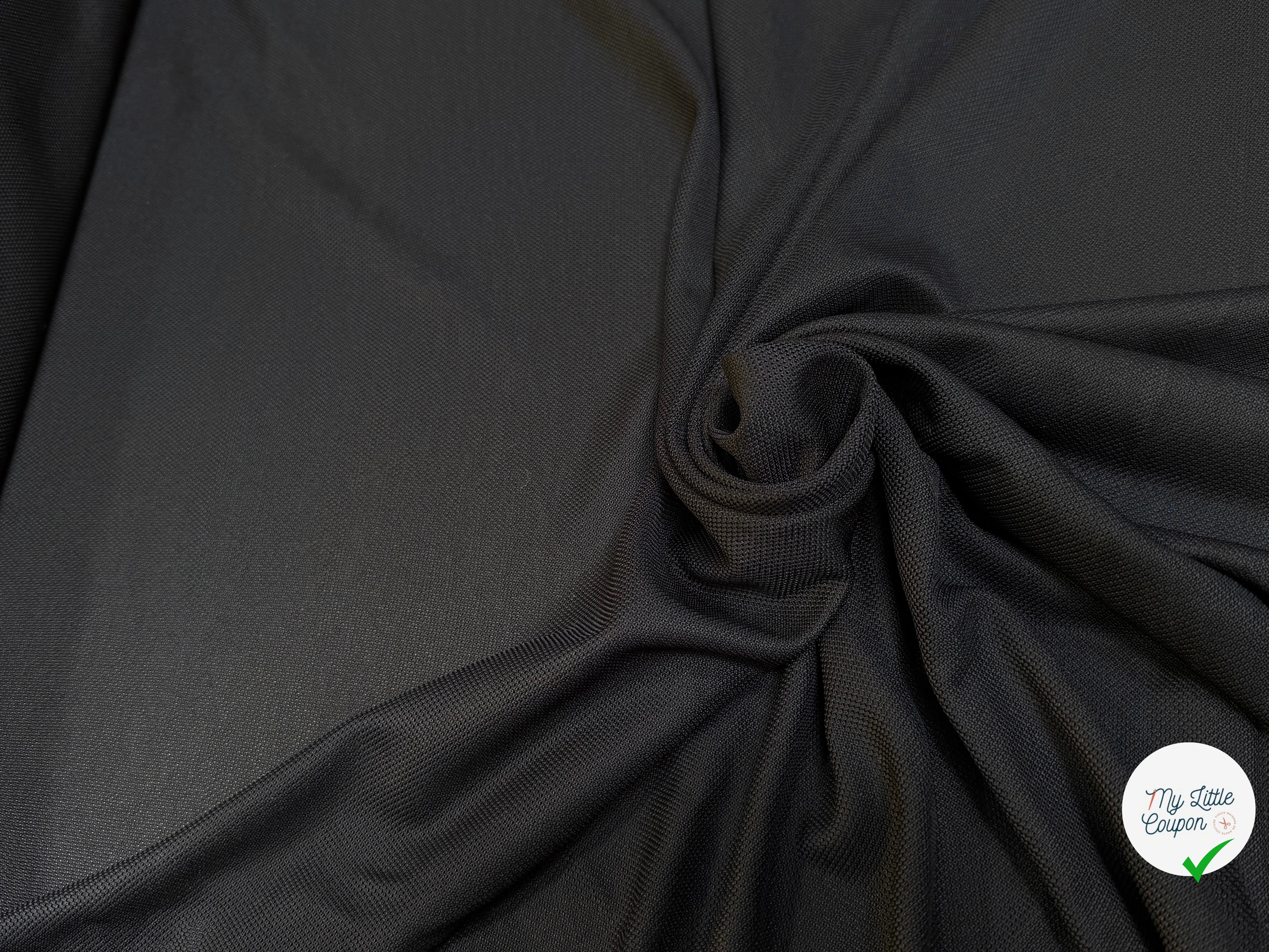 MAILLE VISCOSE PIQUET ULTRA STRETCH NOIR - My Little Coupon