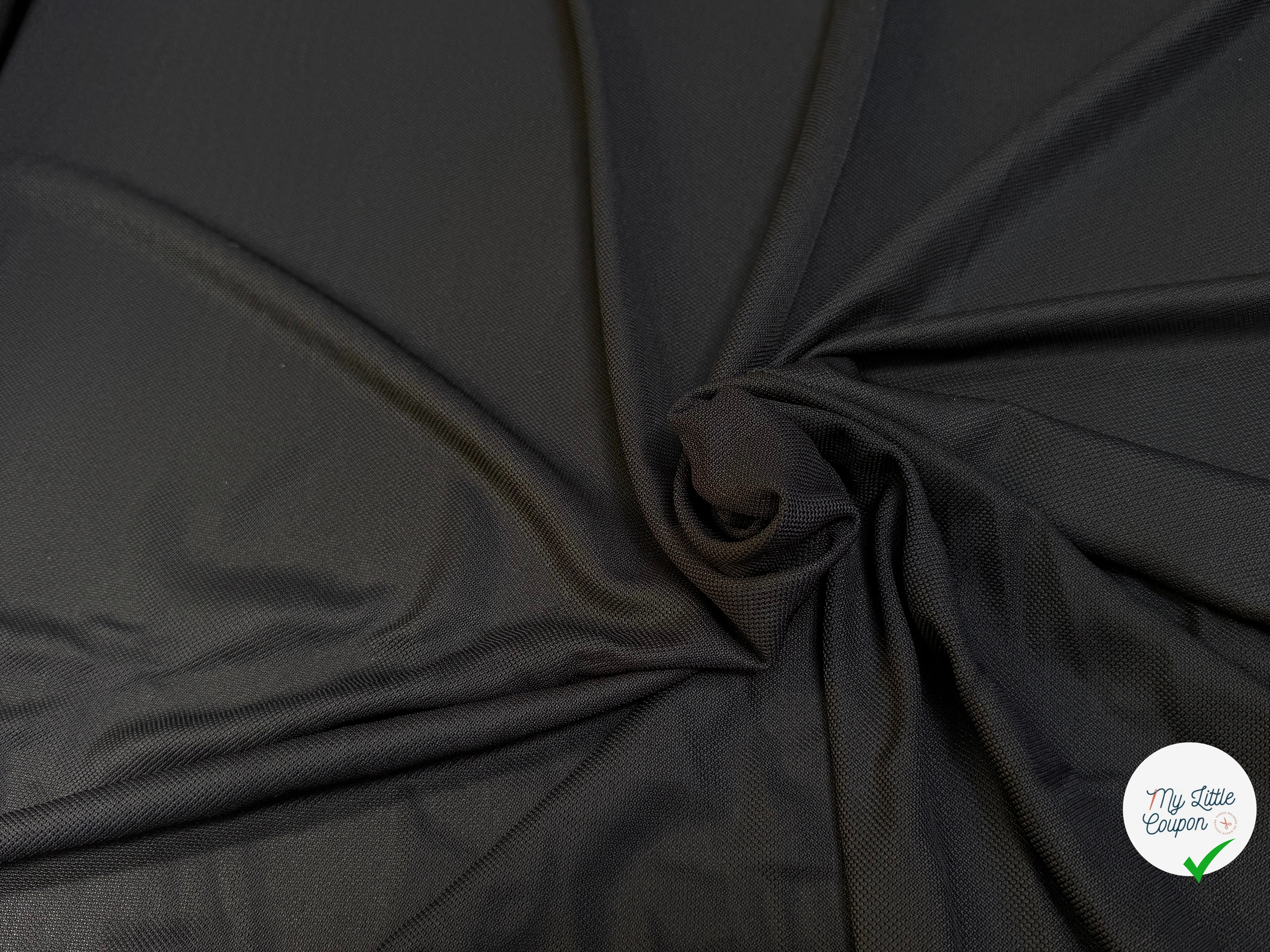 MAILLE VISCOSE PIQUET ULTRA STRETCH NOIR - My Little Coupon