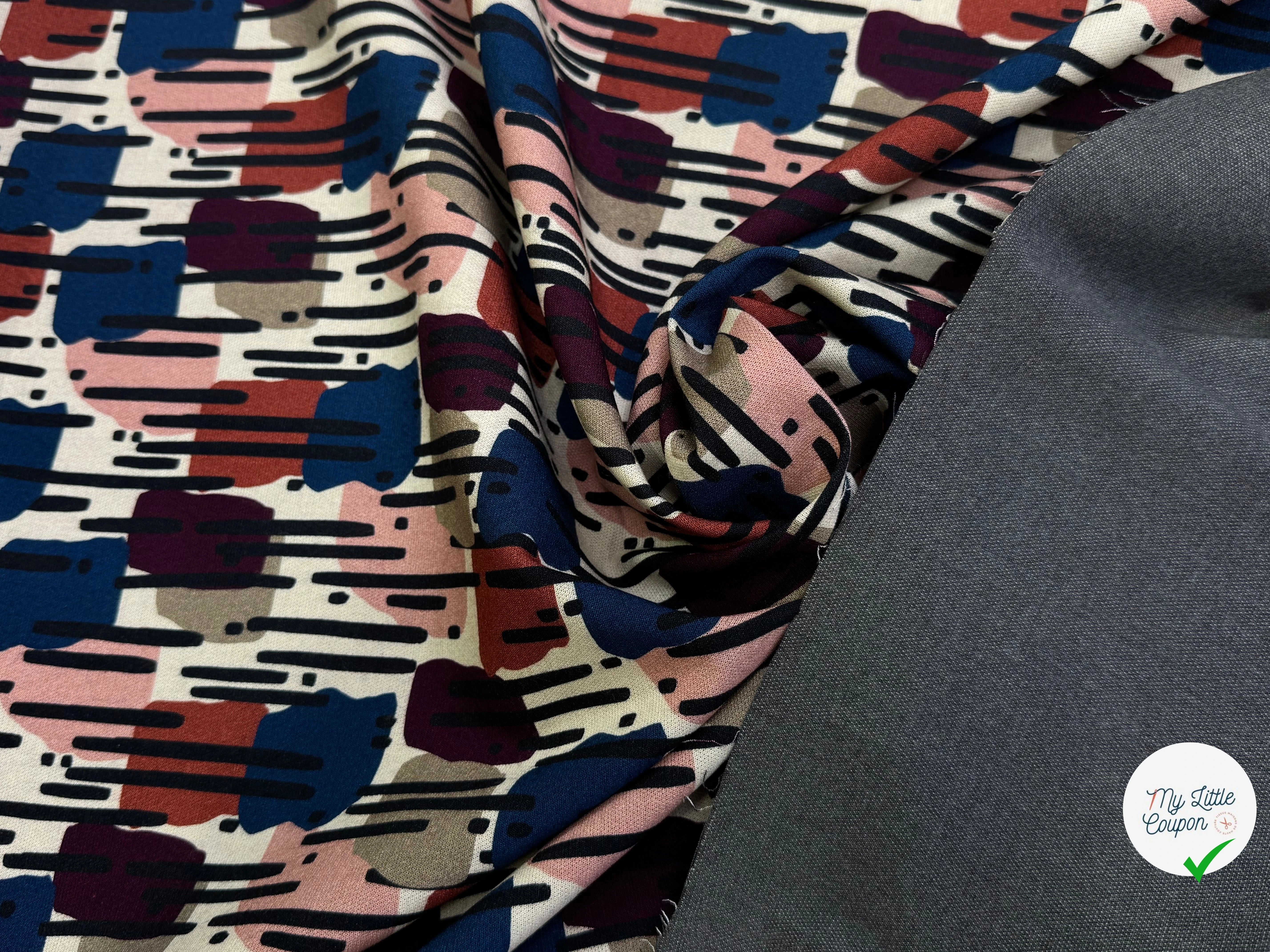 MAILLE VISCOSE STRETCH IMPRIMÉ MOTIF ANNÉES 70 MISTERY PLUIE - My Little Coupon