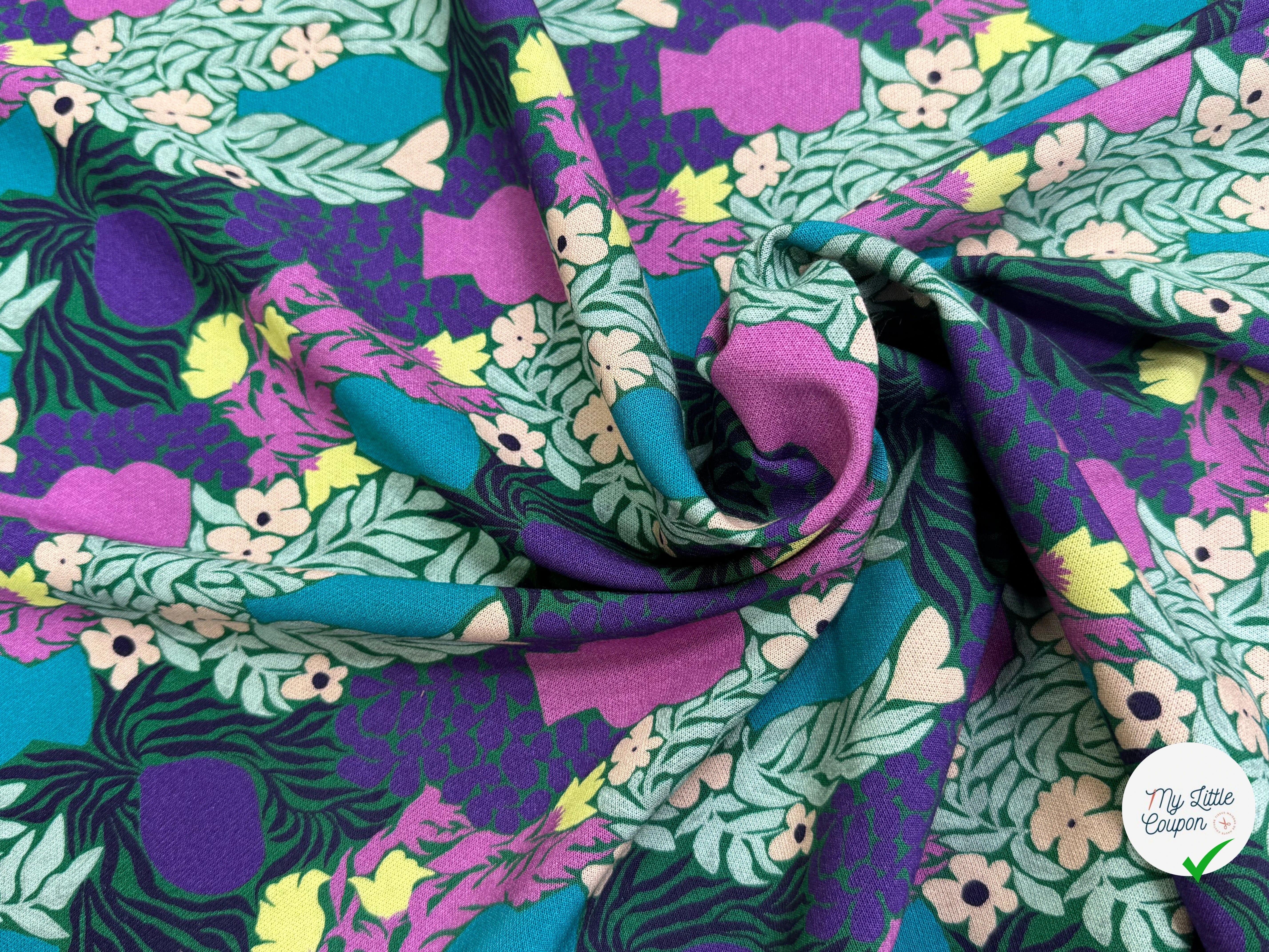 MAILLE VISCOSE STRETCH IMPRIMÉ VASES ET FEUILLAGES ESPRIT MATISSE - My Little Coupon