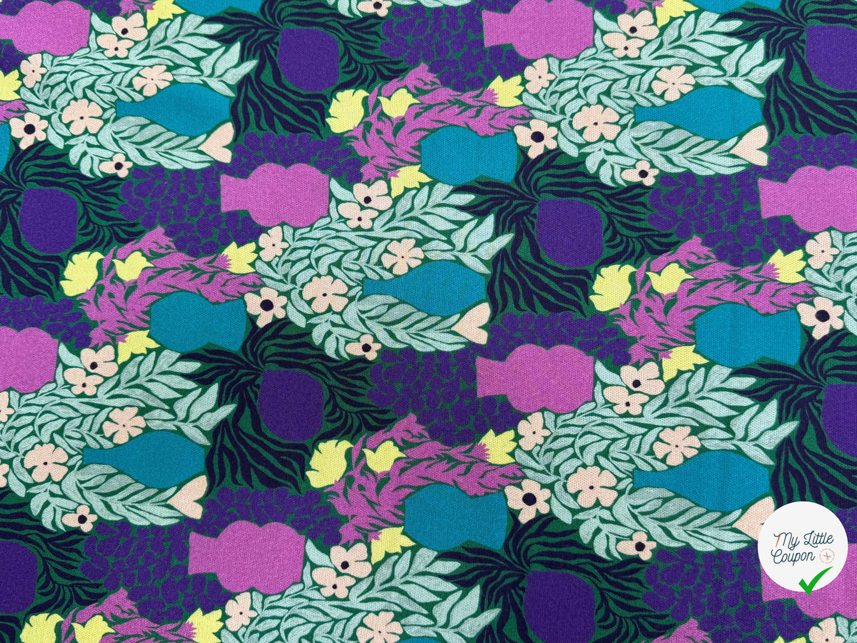 MAILLE VISCOSE STRETCH IMPRIMÉ VASES ET FEUILLAGES ESPRIT MATISSE - My Little Coupon