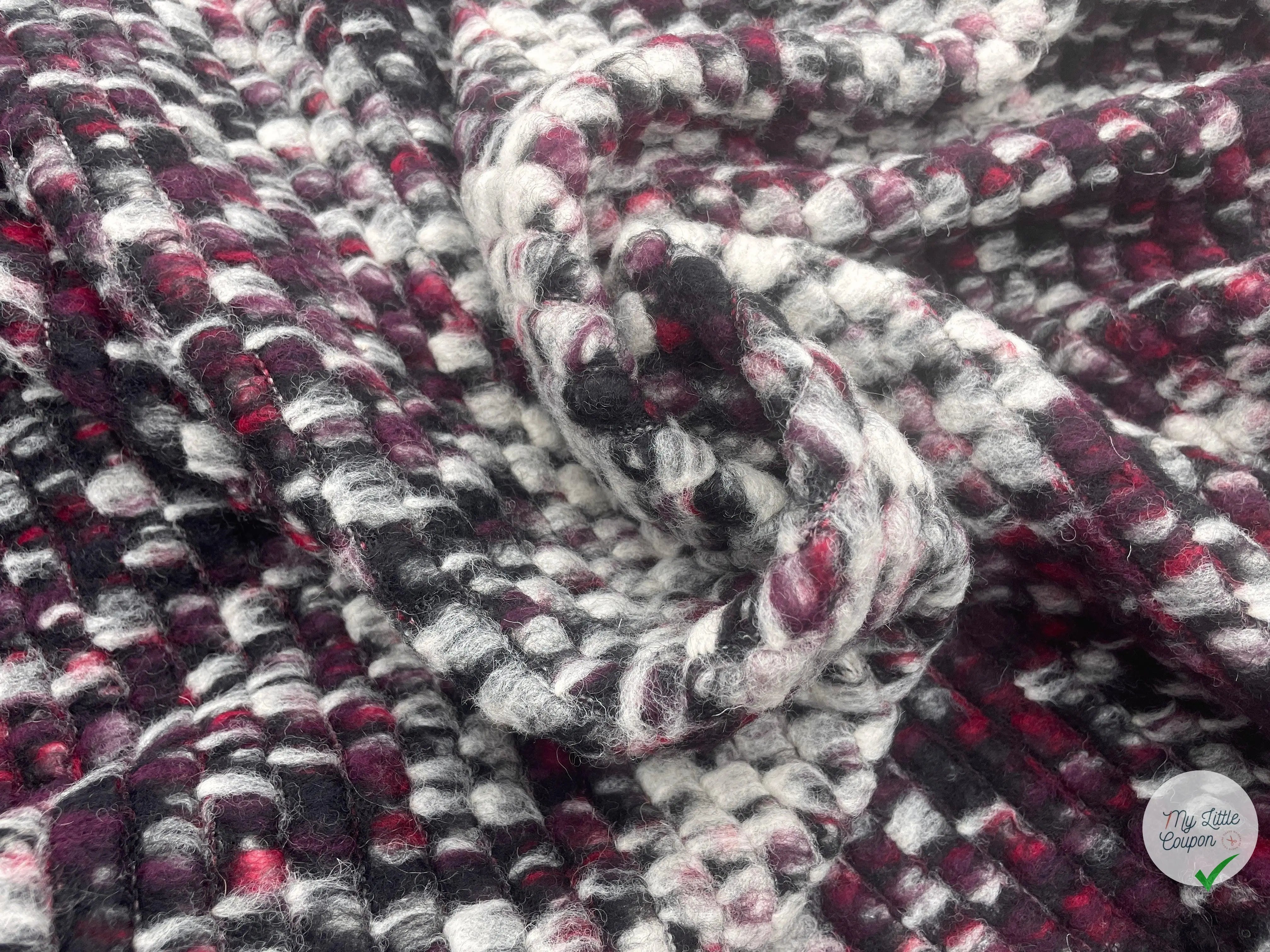 MANTEAU BOUCLETTE STRUCTURE MAILLE CHINÉ MULTICOLORE - coupon de tissu de 3 mètres - My Little Coupon - tissu - coudre