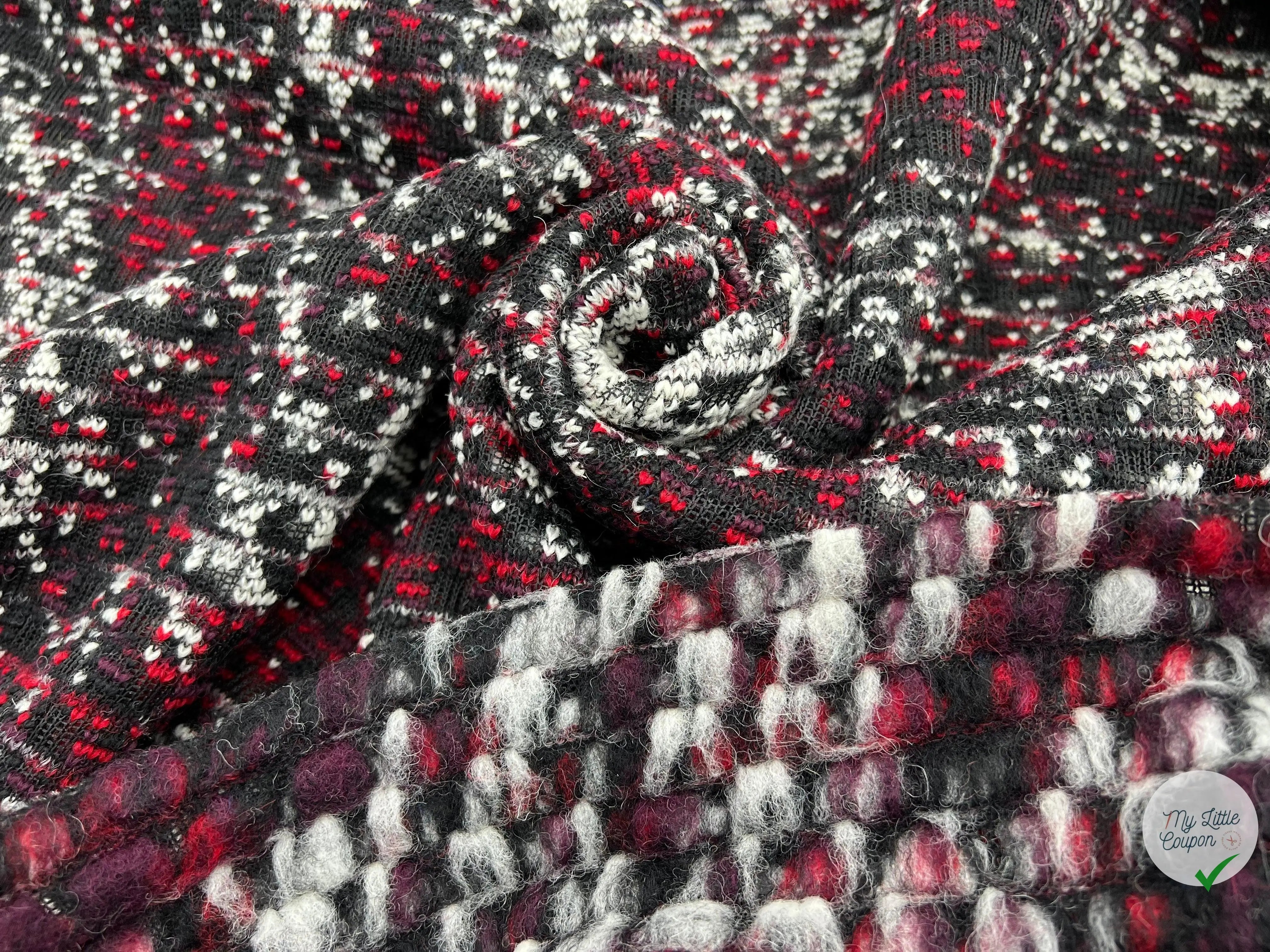 MANTEAU BOUCLETTE STRUCTURE MAILLE CHINÉ MULTICOLORE - coupon de tissu de 3 mètres - My Little Coupon - tissu - coudre