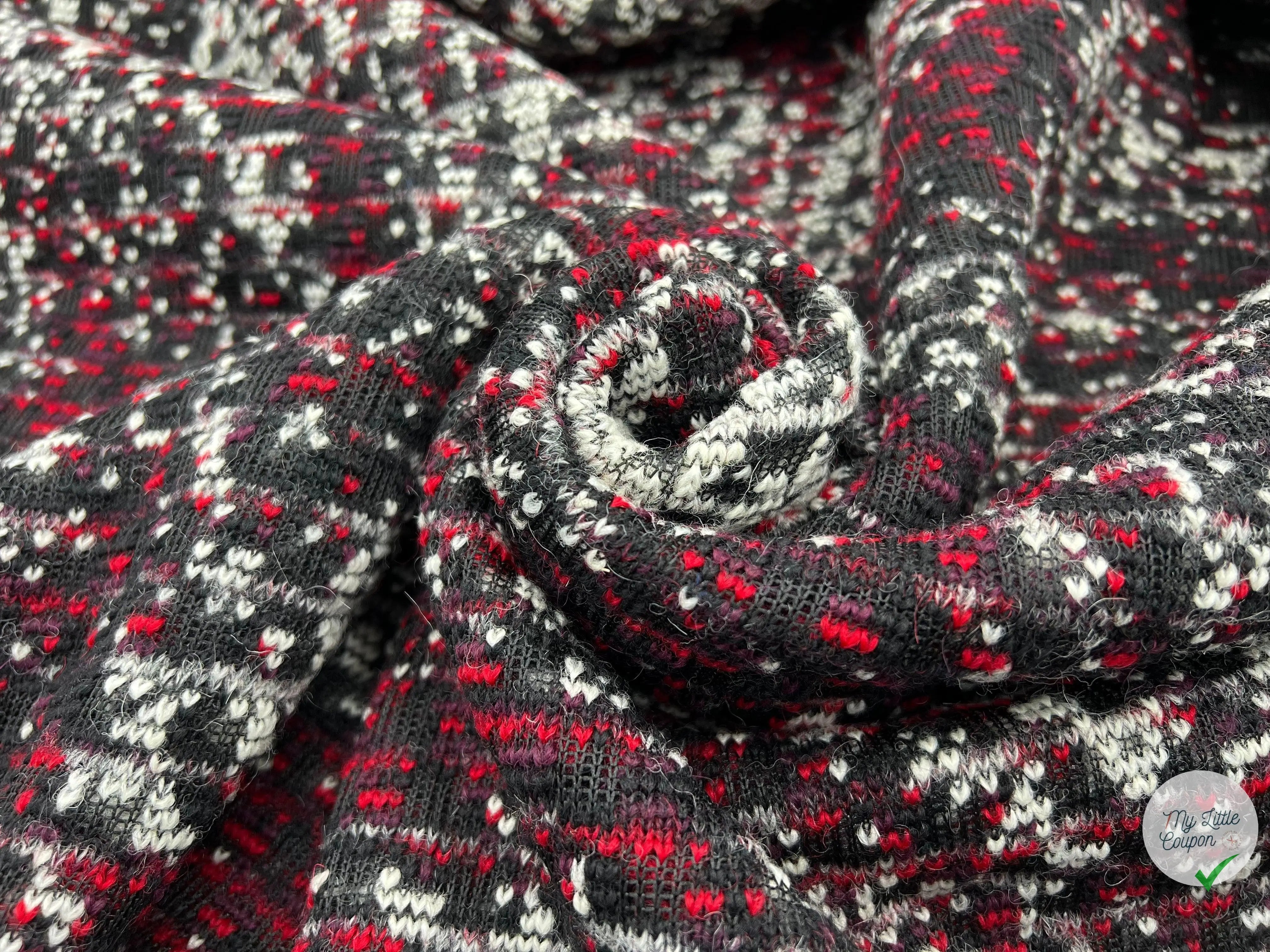 MANTEAU BOUCLETTE STRUCTURE MAILLE CHINÉ MULTICOLORE - coupon de tissu de 3 mètres - My Little Coupon - tissu - coudre