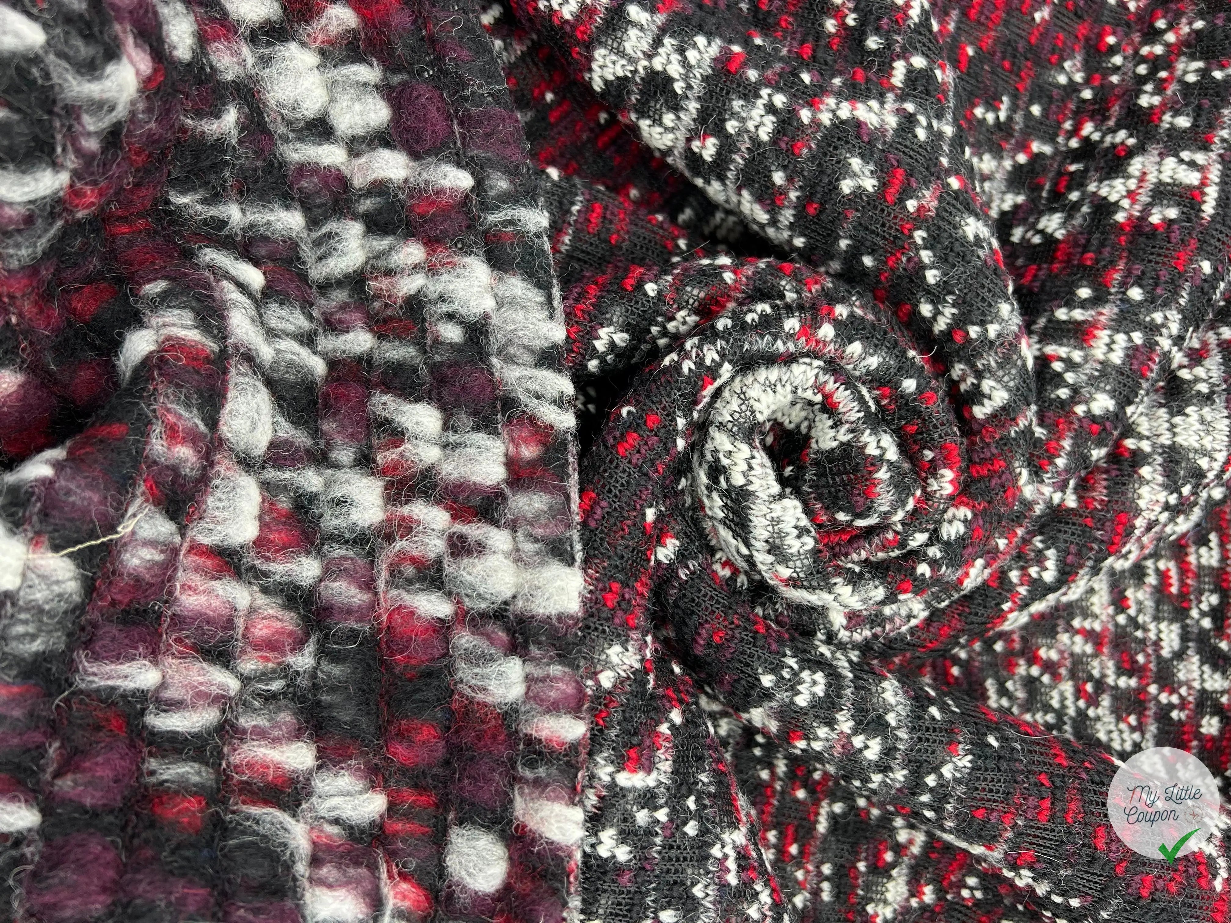 MANTEAU BOUCLETTE STRUCTURE MAILLE CHINÉ MULTICOLORE - coupon de tissu de 3 mètres - My Little Coupon - tissu - coudre
