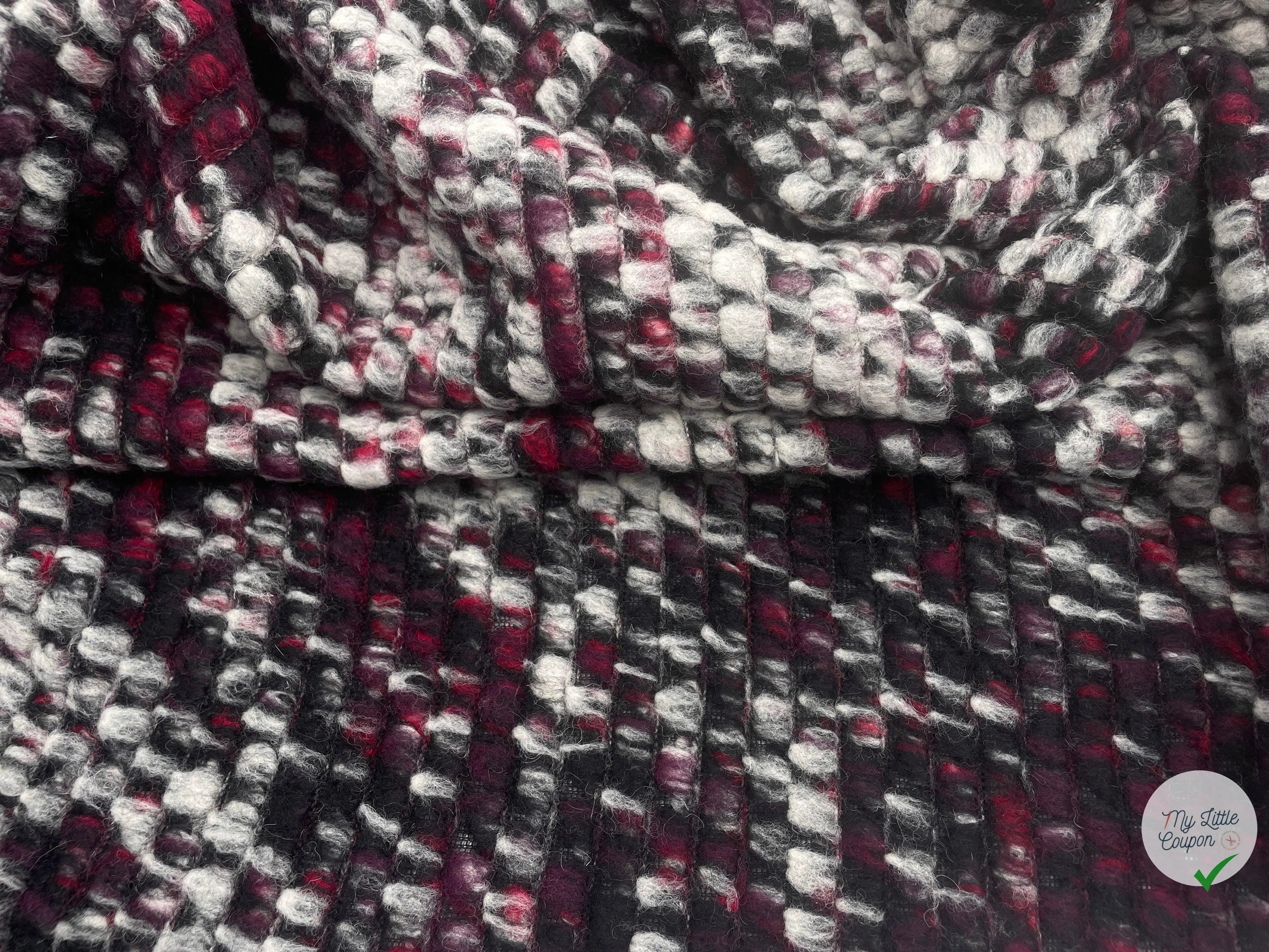 MANTEAU BOUCLETTE STRUCTURE MAILLE CHINÉ MULTICOLORE - coupon de tissu de 3 mètres - My Little Coupon - tissu - coudre