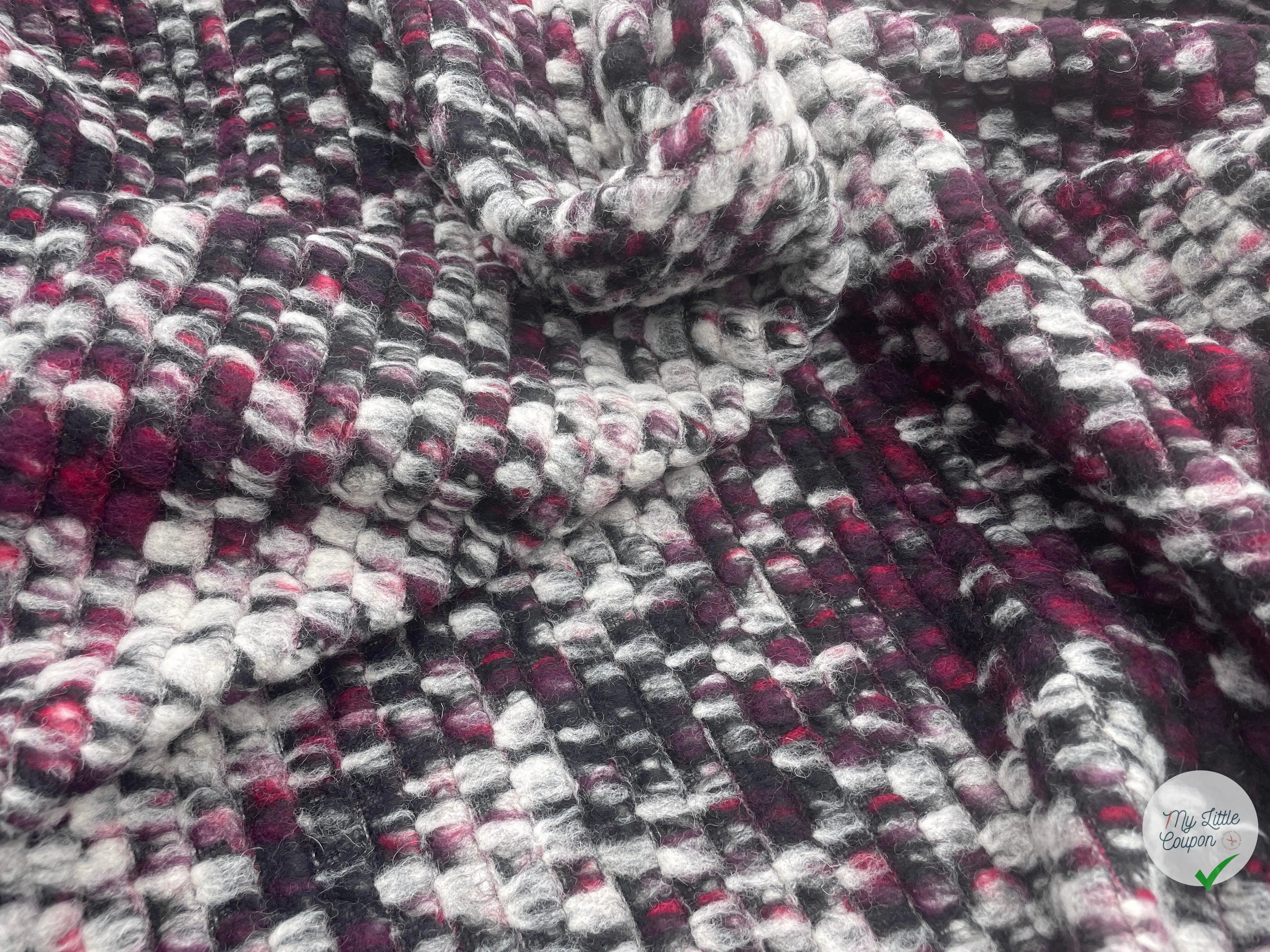 MANTEAU BOUCLETTE STRUCTURE MAILLE CHINÉ MULTICOLORE - coupon de tissu de 3 mètres - My Little Coupon - tissu - coudre