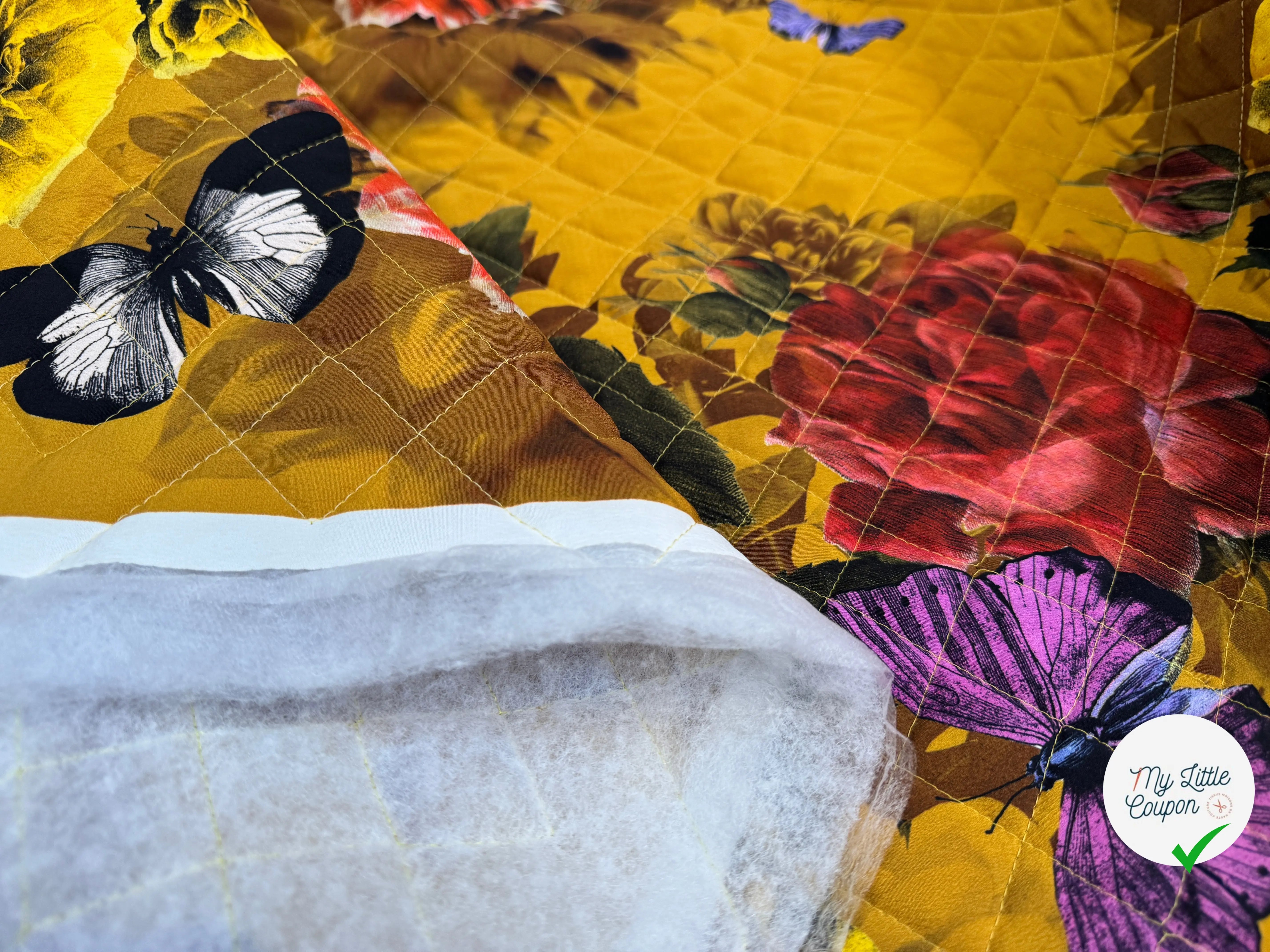 MATELASSÉ SIMPLE FACE CREPE PAPILLON JAUNE - My Little Coupon