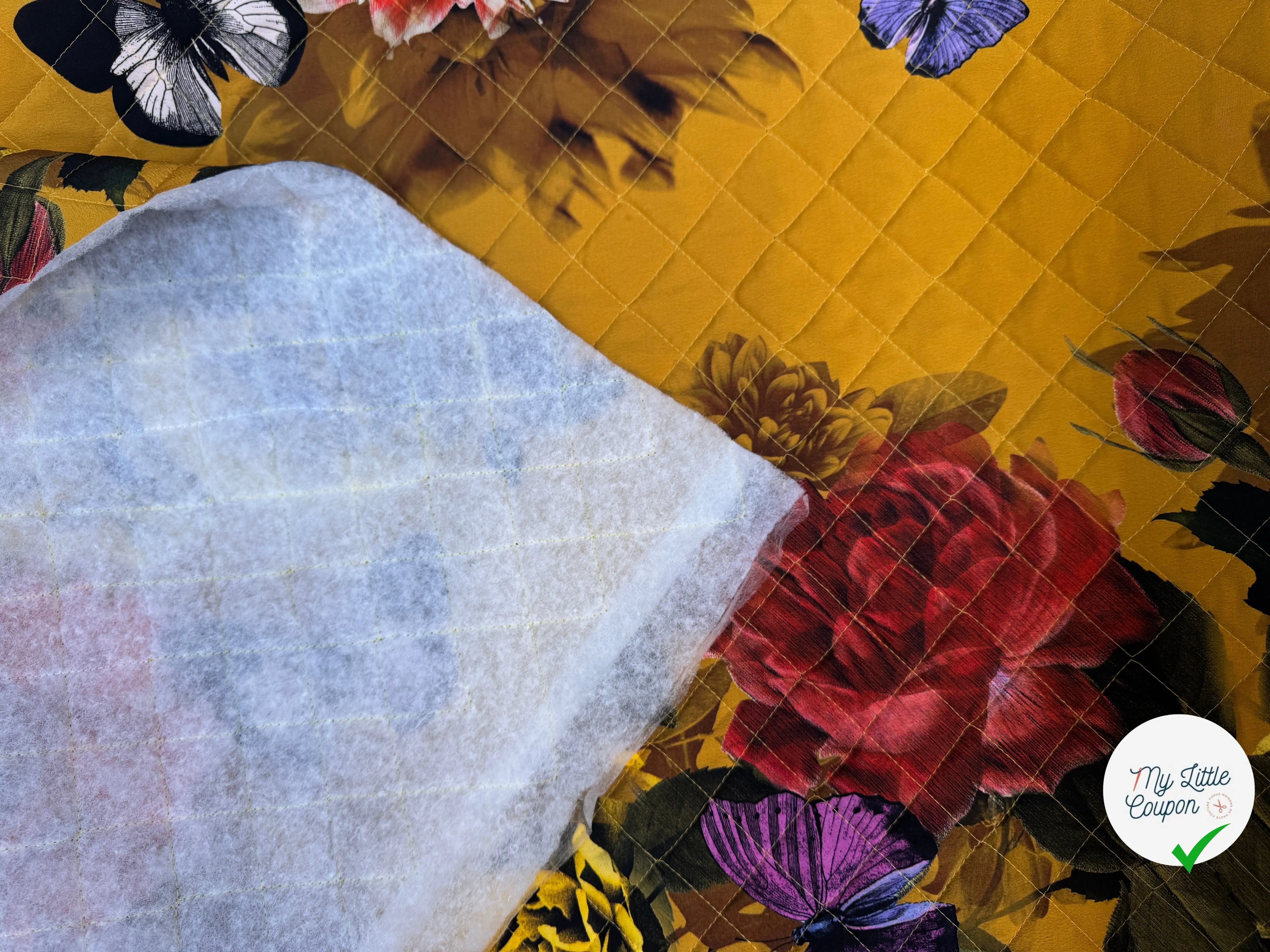 MATELASSÉ SIMPLE FACE CREPE PAPILLON JAUNE - My Little Coupon