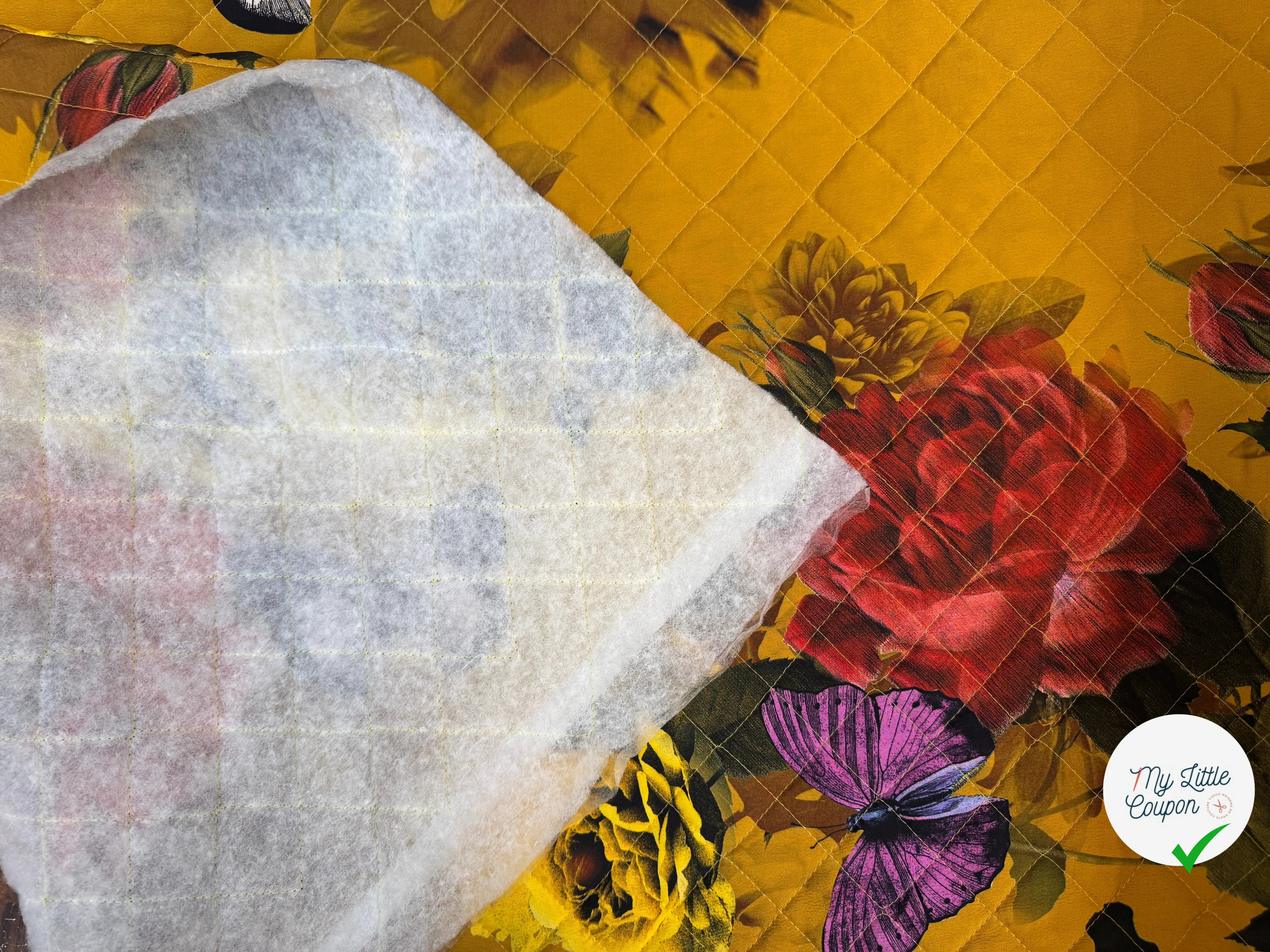 MATELASSÉ SIMPLE FACE CREPE PAPILLON JAUNE - My Little Coupon