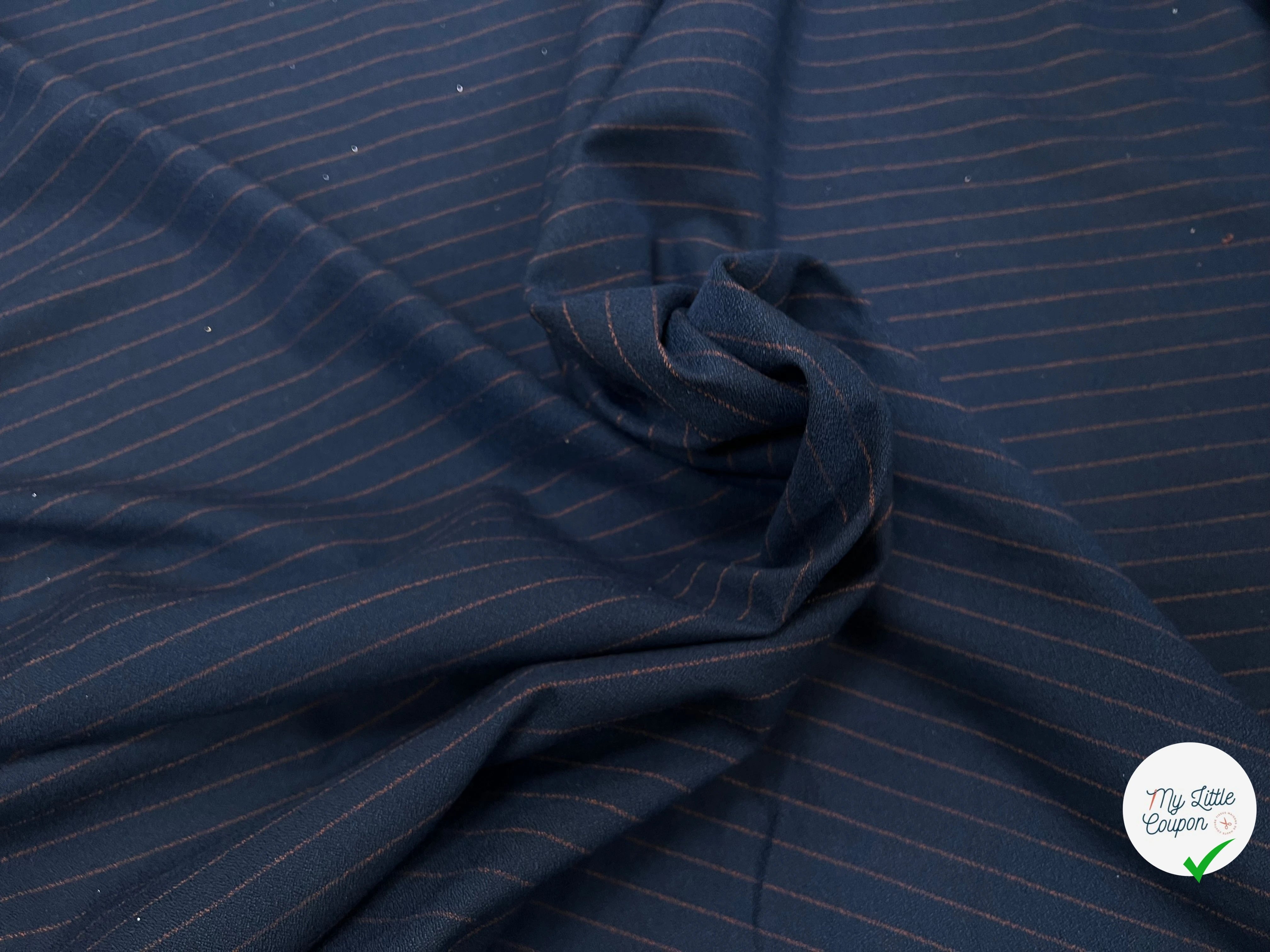 MILANO MOUSSE RAYÉ POLYESTER  MARINE - My Little Coupon