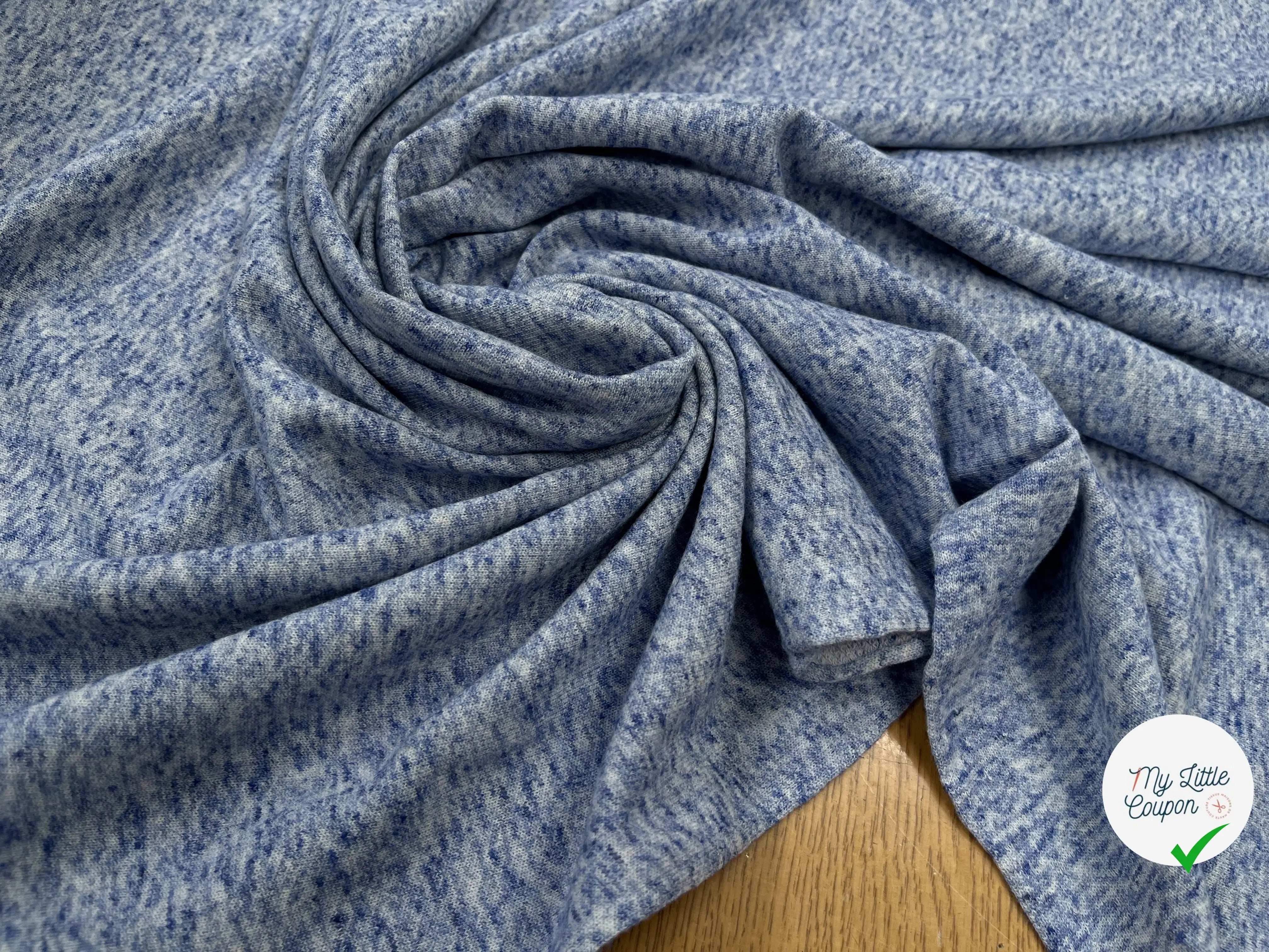 MOLLETON COTON CHINÉ BLEU - My Little Coupon