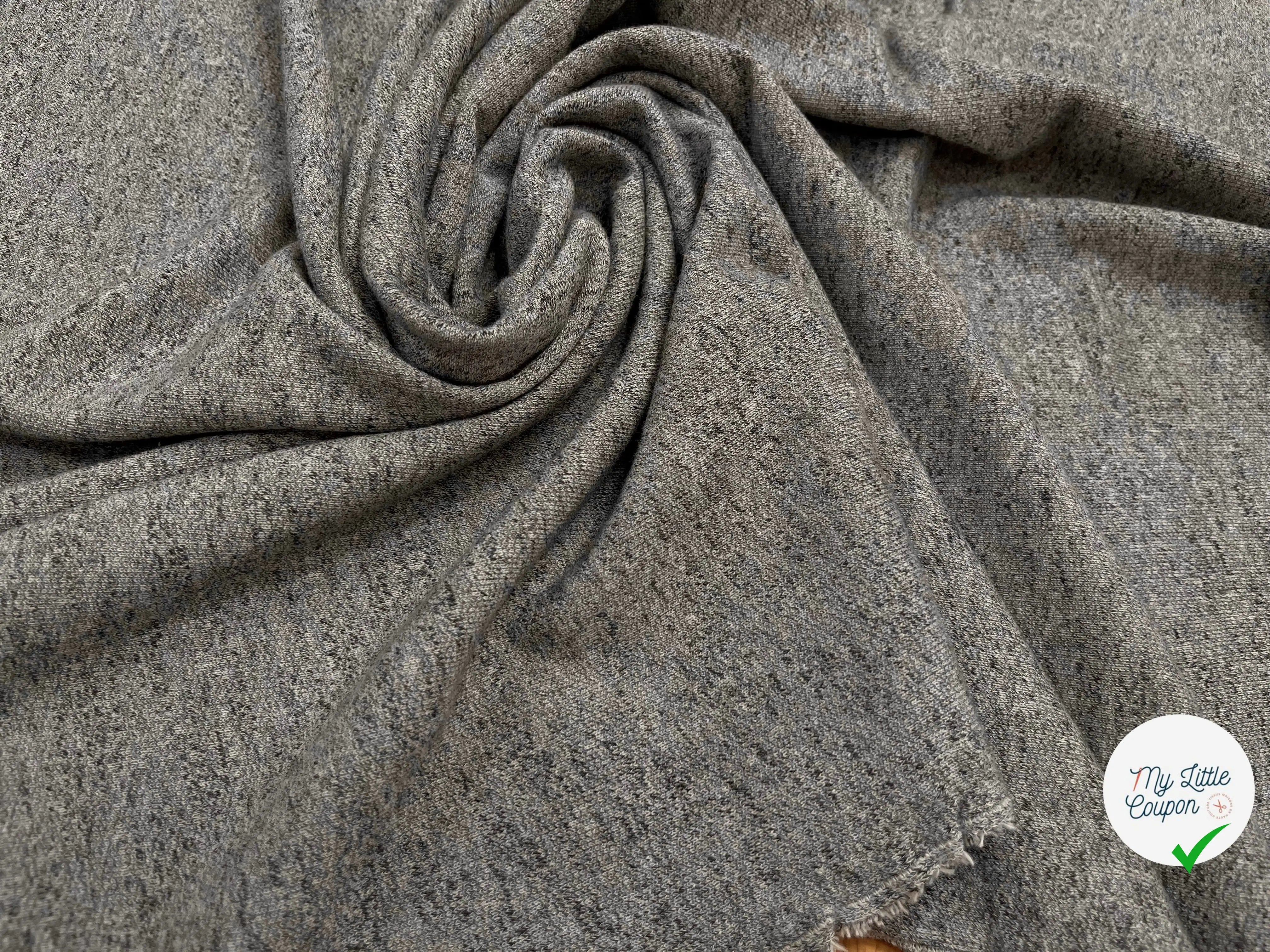MOLLETON COTON ÉLASTANNE CHINÉ GRIS - My Little Coupon
