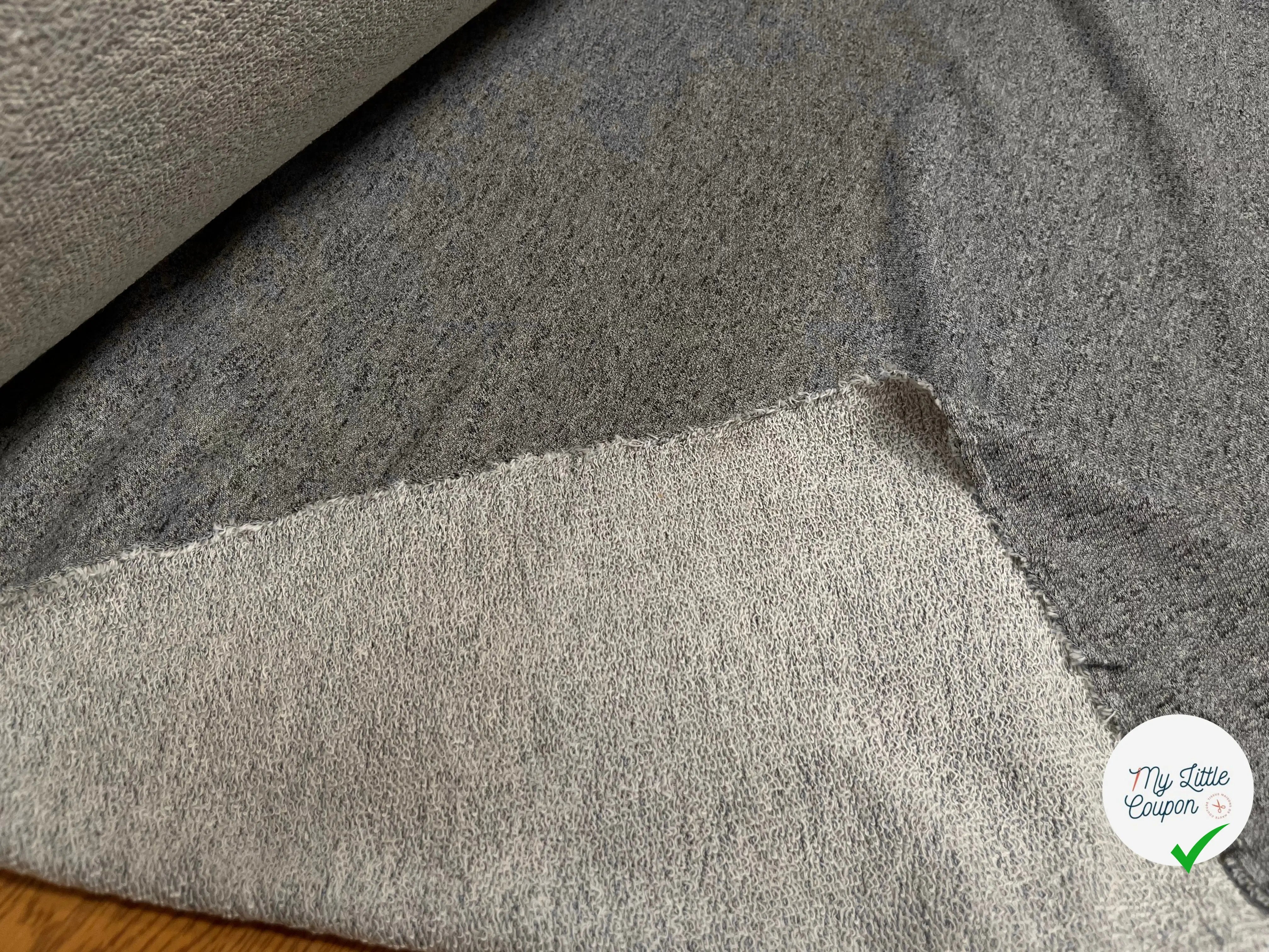 MOLLETON COTON ÉLASTANNE CHINÉ GRIS - My Little Coupon