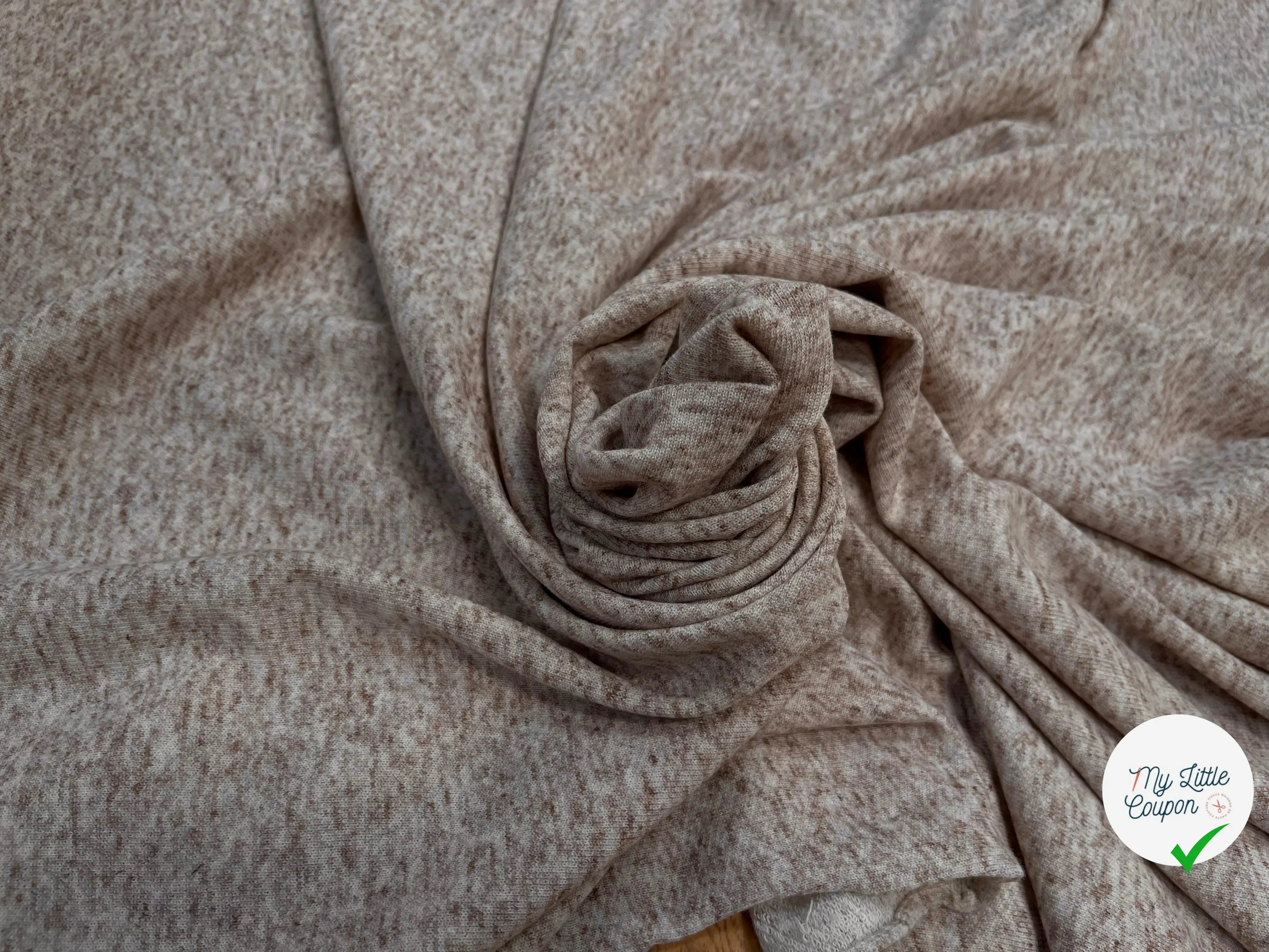 MOLLETON COTON ÉLASTANNE COULEUR LIN CHINÉ - My Little Coupon