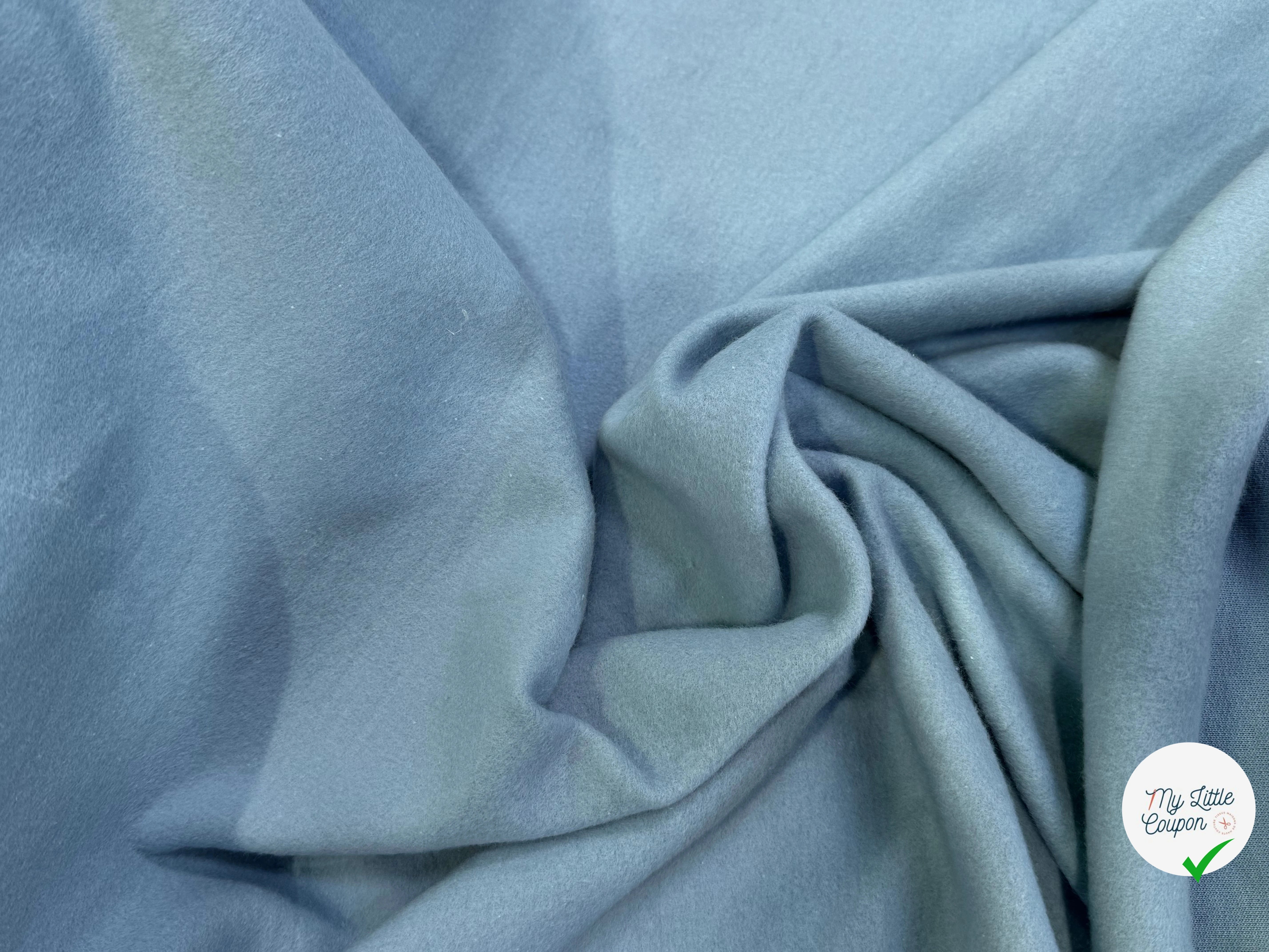 MOLLETON GRATTÉ TOUT DOUX 100% COTON BLEU AQUA GRANDE LAIZE - My Little Coupon