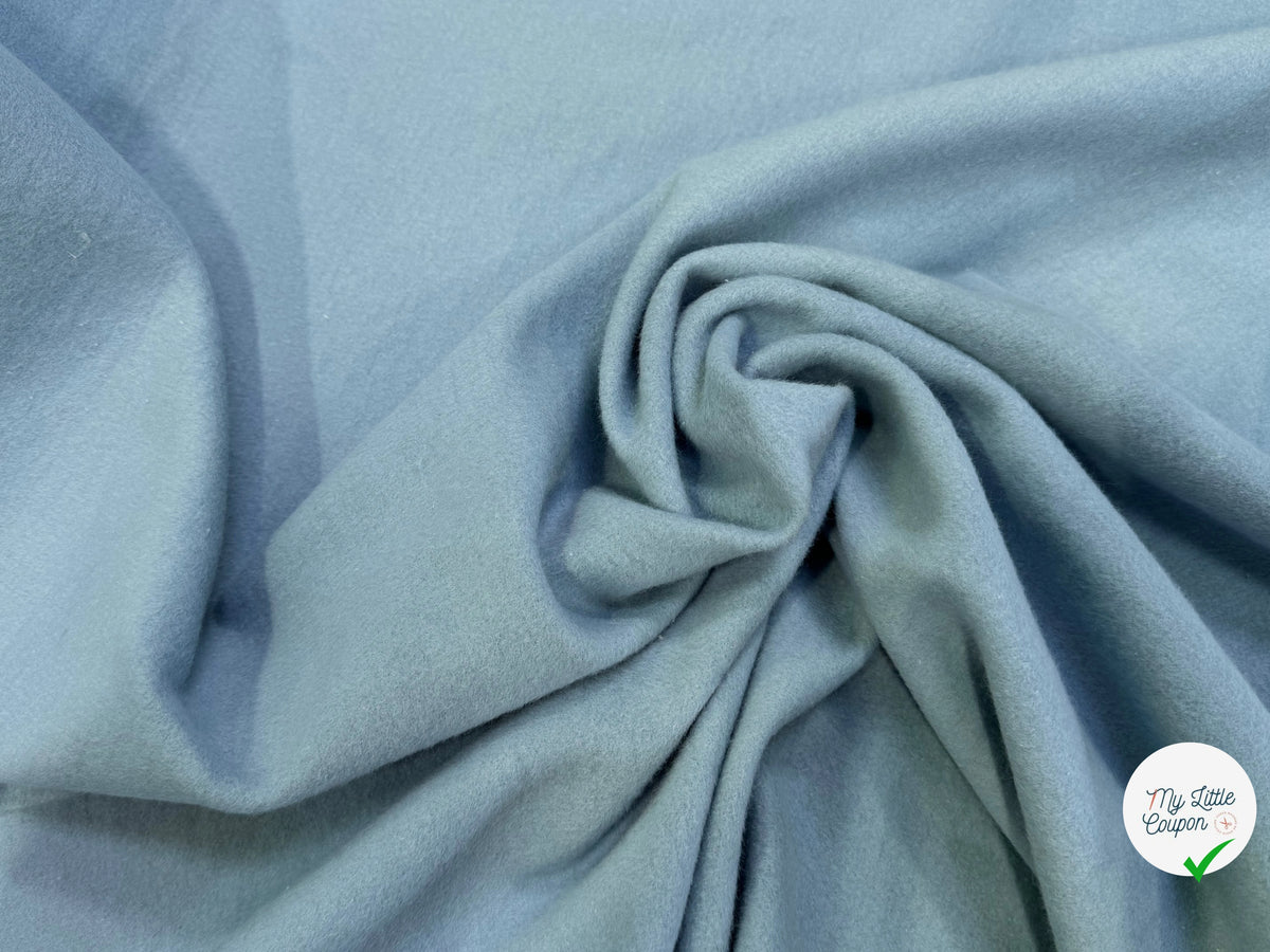 MOLLETON GRATTÉ TOUT DOUX 100% COTON BLEU AQUA GRANDE LAIZE - My Little Coupon